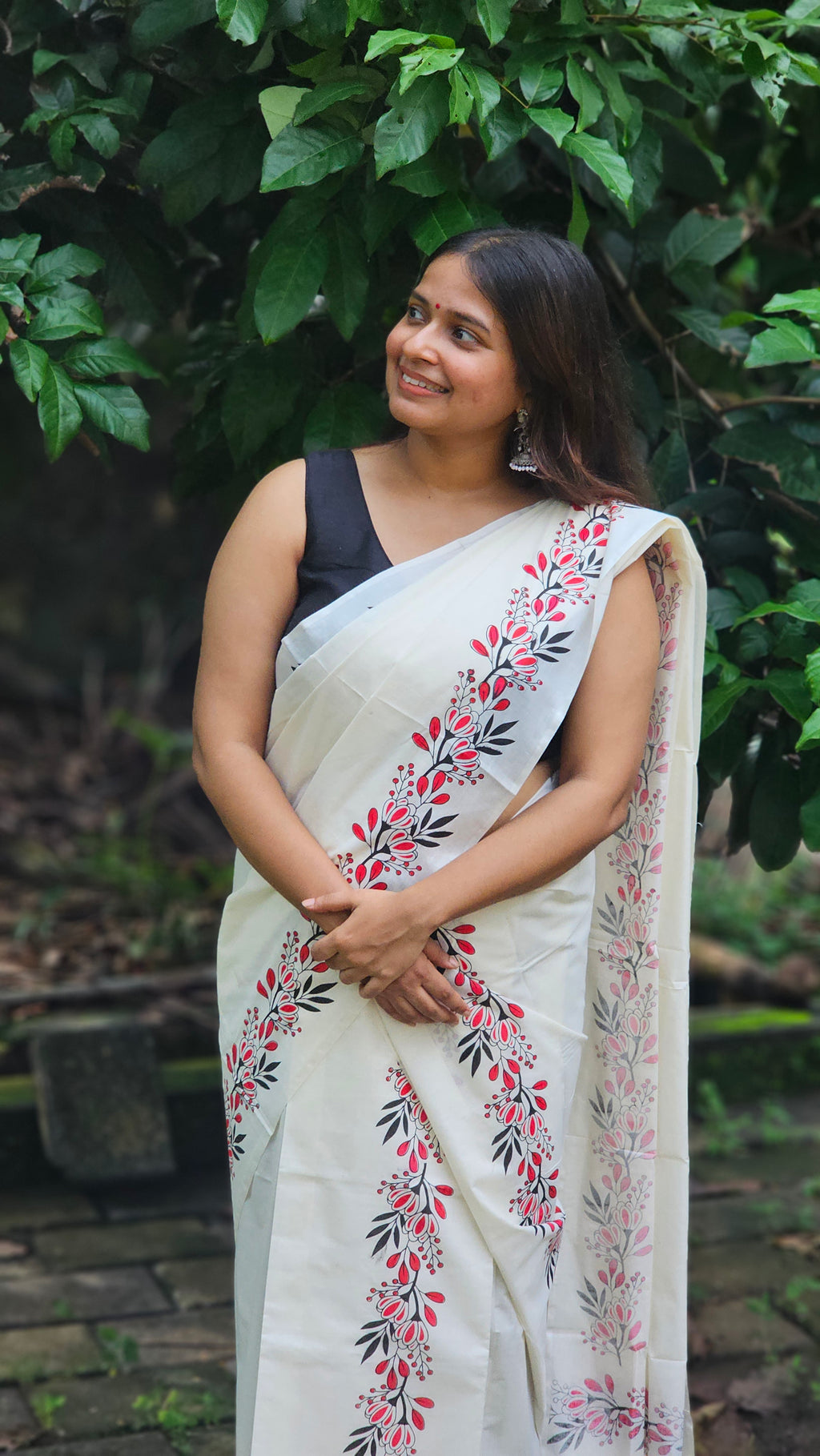 Cotton Floral digital print Set Mundu with blouse piece - KM301