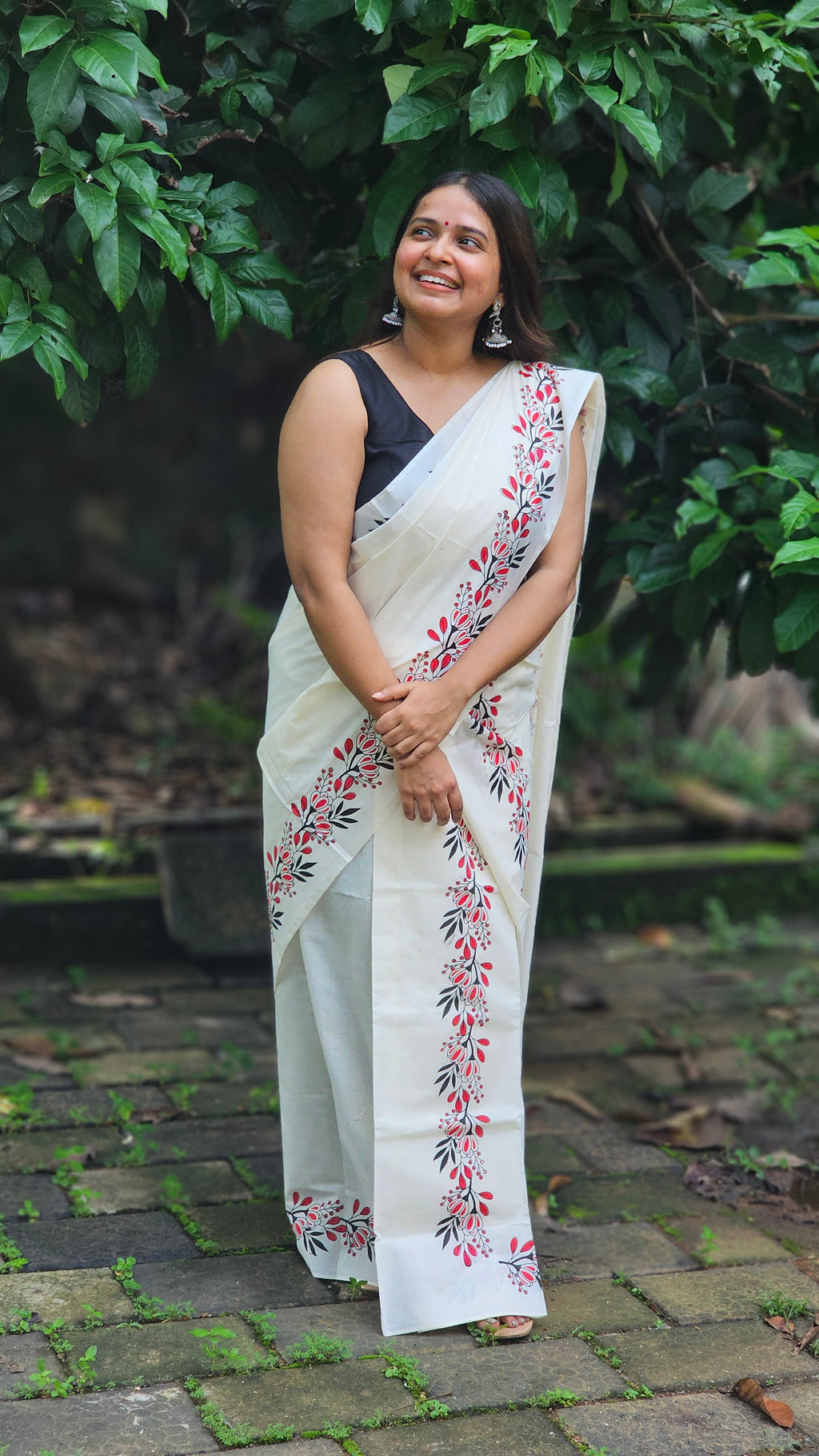 Cotton Floral digital print Set Mundu with blouse piece - KM301