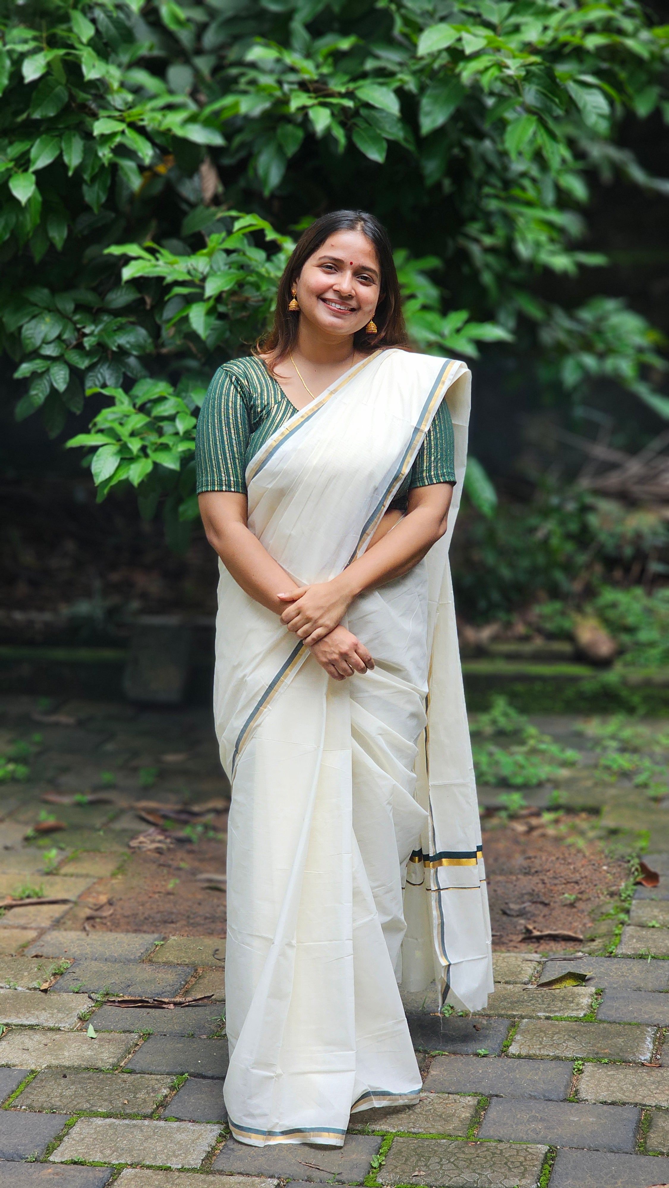 Puliyilakkara-kasavu cotton set saree - KM314