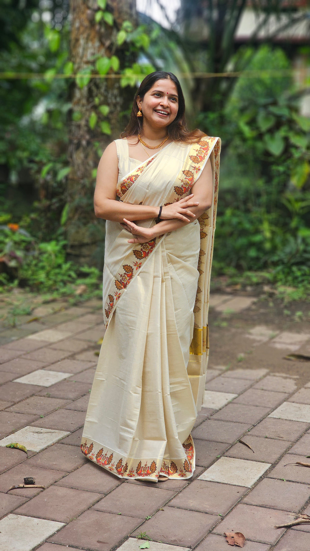 Peacock motif kasavu set saree - KM321