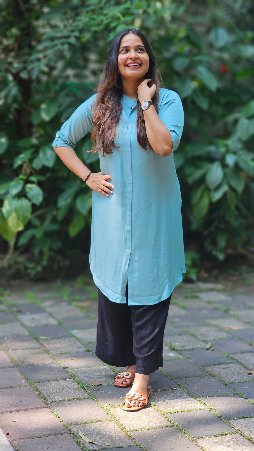 Solid Pastel Green Rayon Straight Kurta -KM201