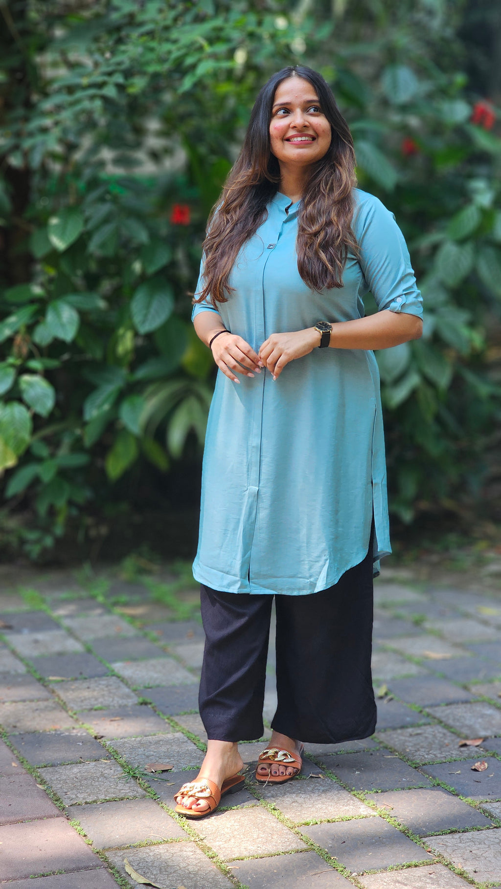 Solid Pastel Green Rayon Straight Kurta -KM201