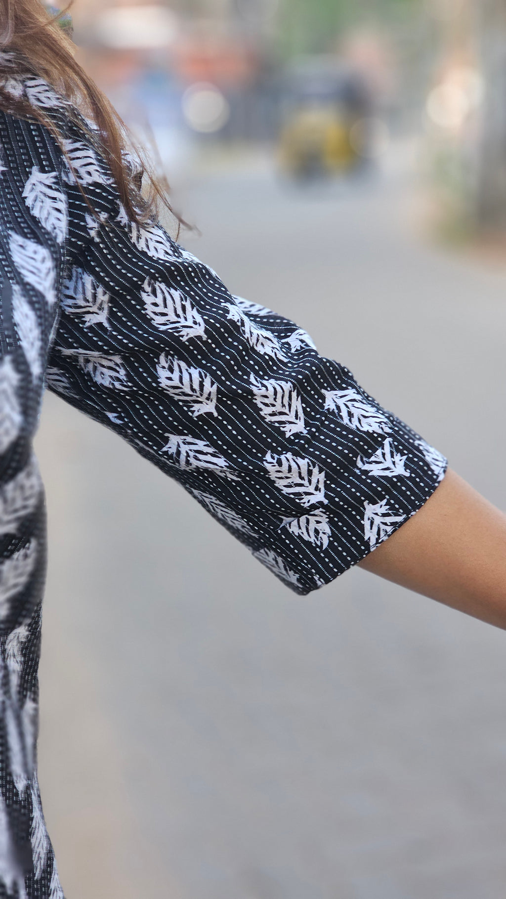 Black Printed Cotton Kurta -KM102