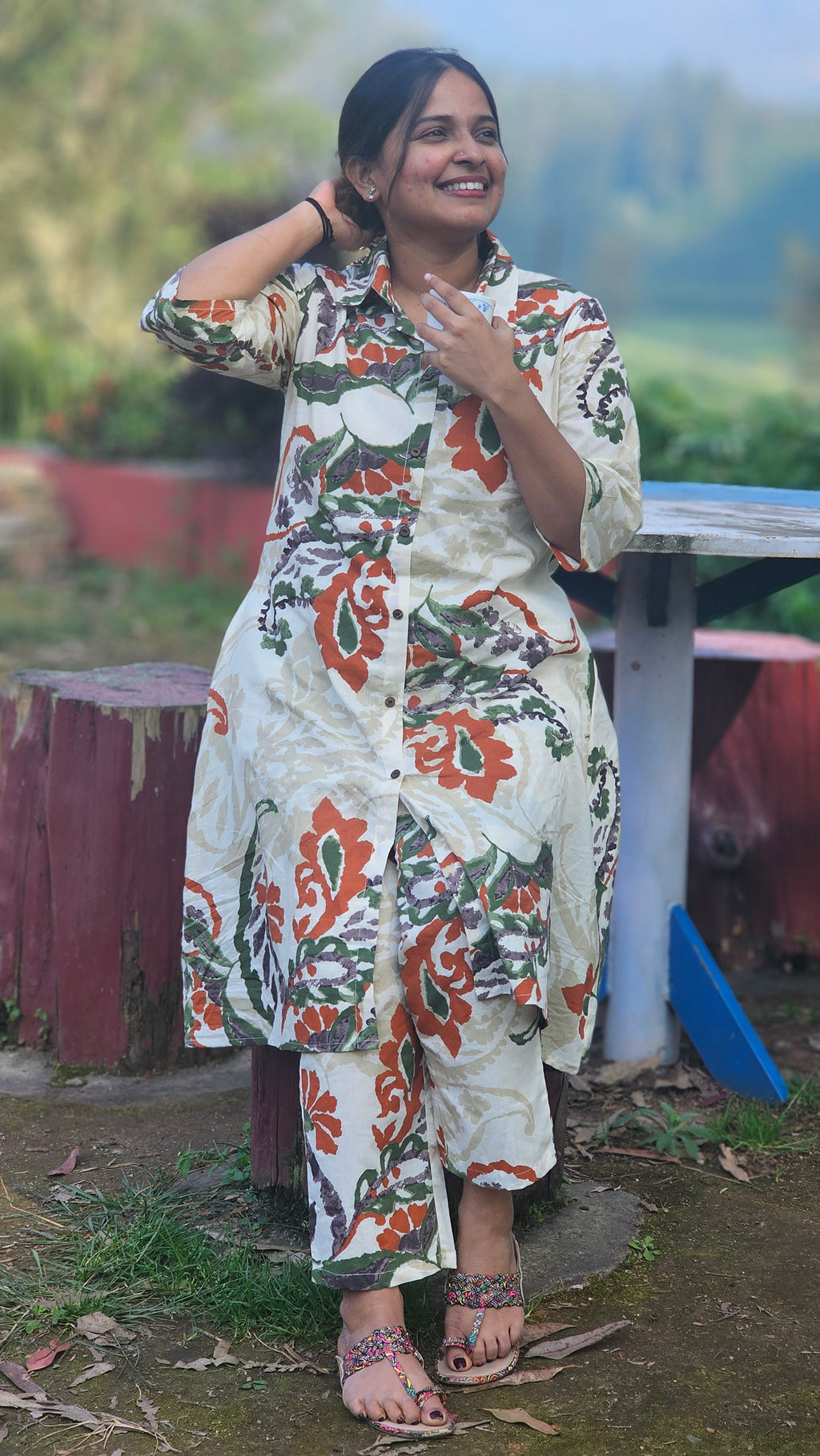 Floral Printed Cotton Co-ord Set -KM104