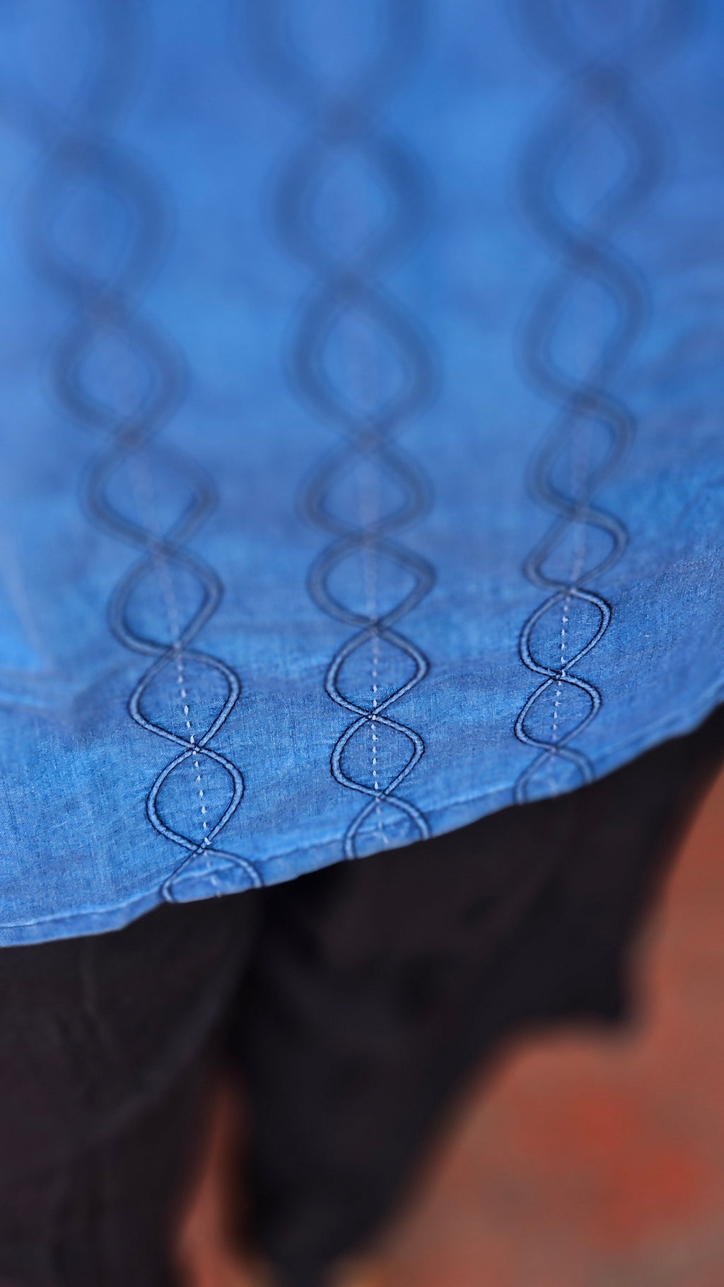 Blue Embroidered Denim Short Kurti -KM208