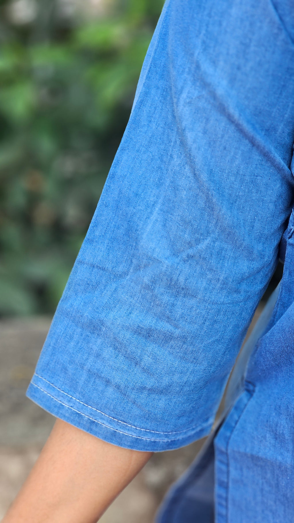 Blue Embroidered Denim Short Kurti -KM208