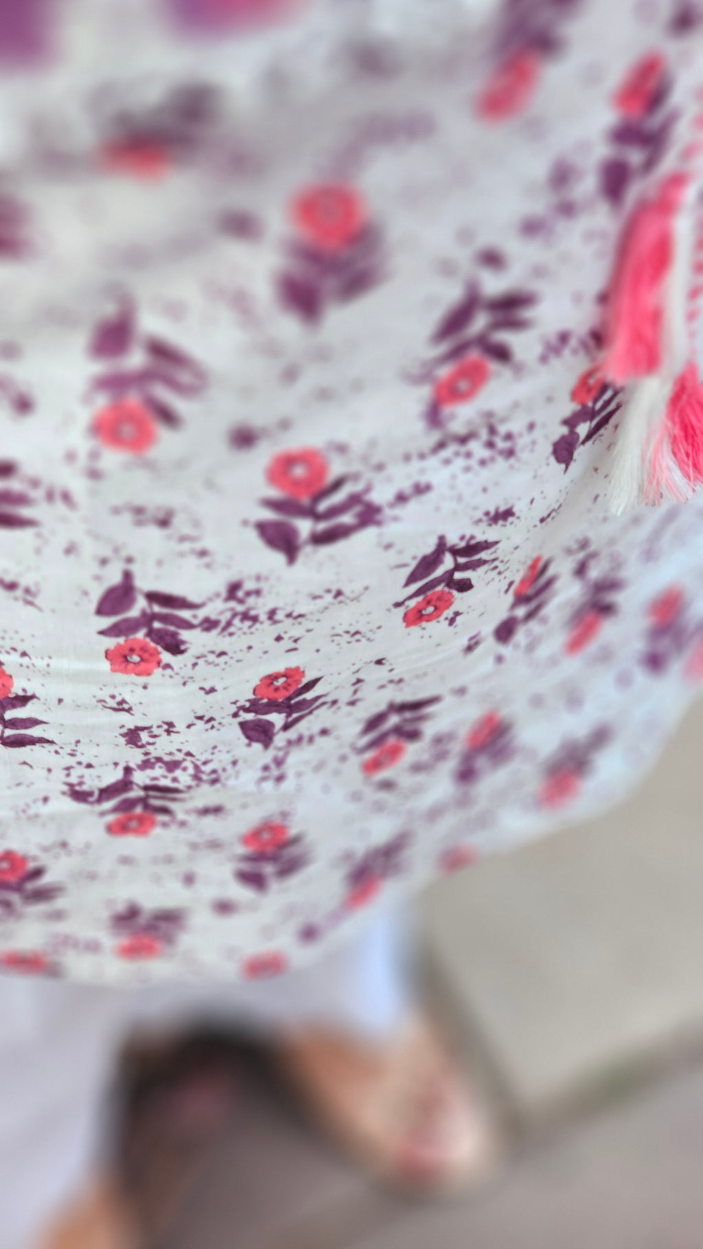 White Floral Printed Short Kurti - KM119