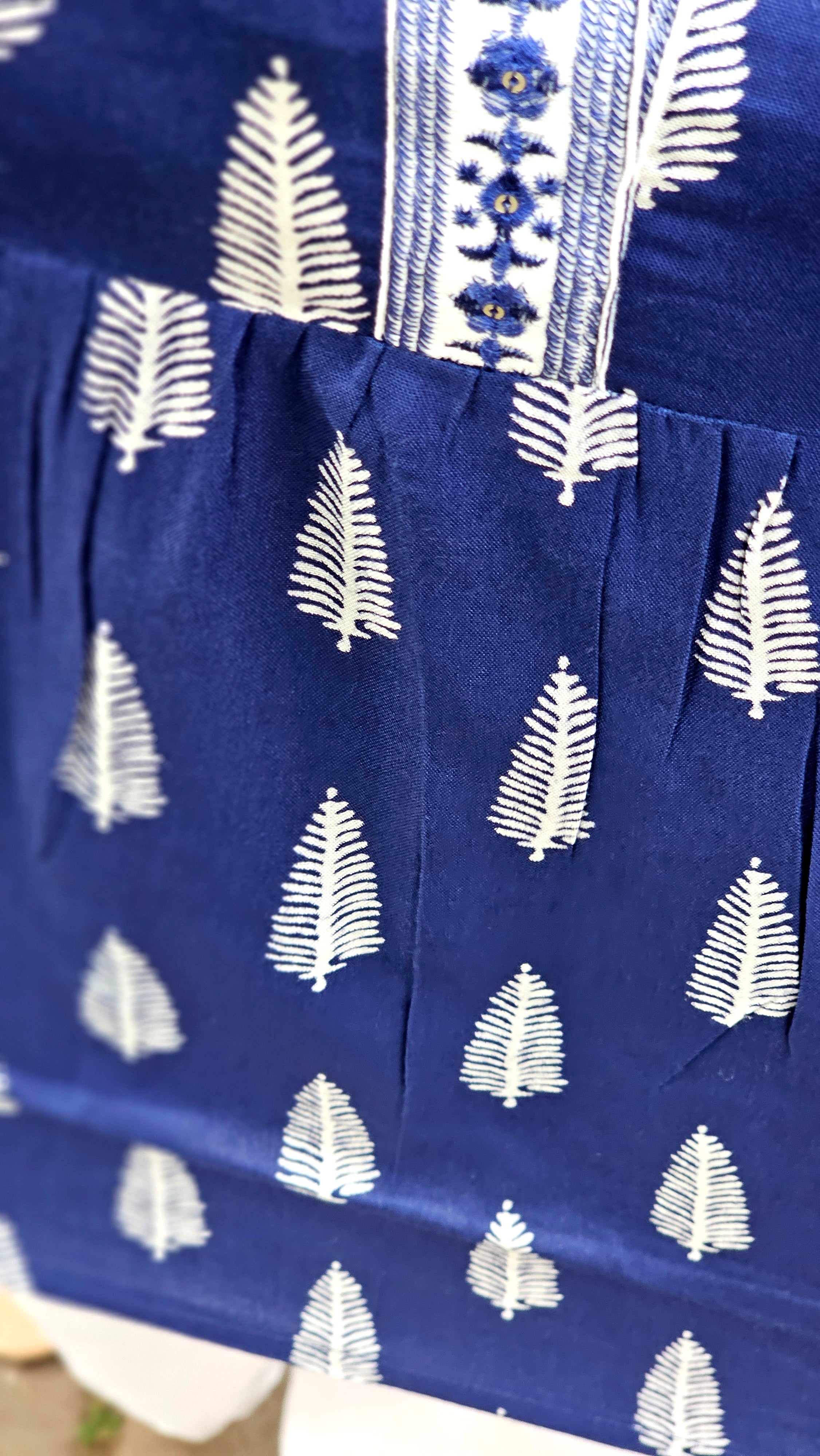 Dark Blue Printed Short Kurti - KM120