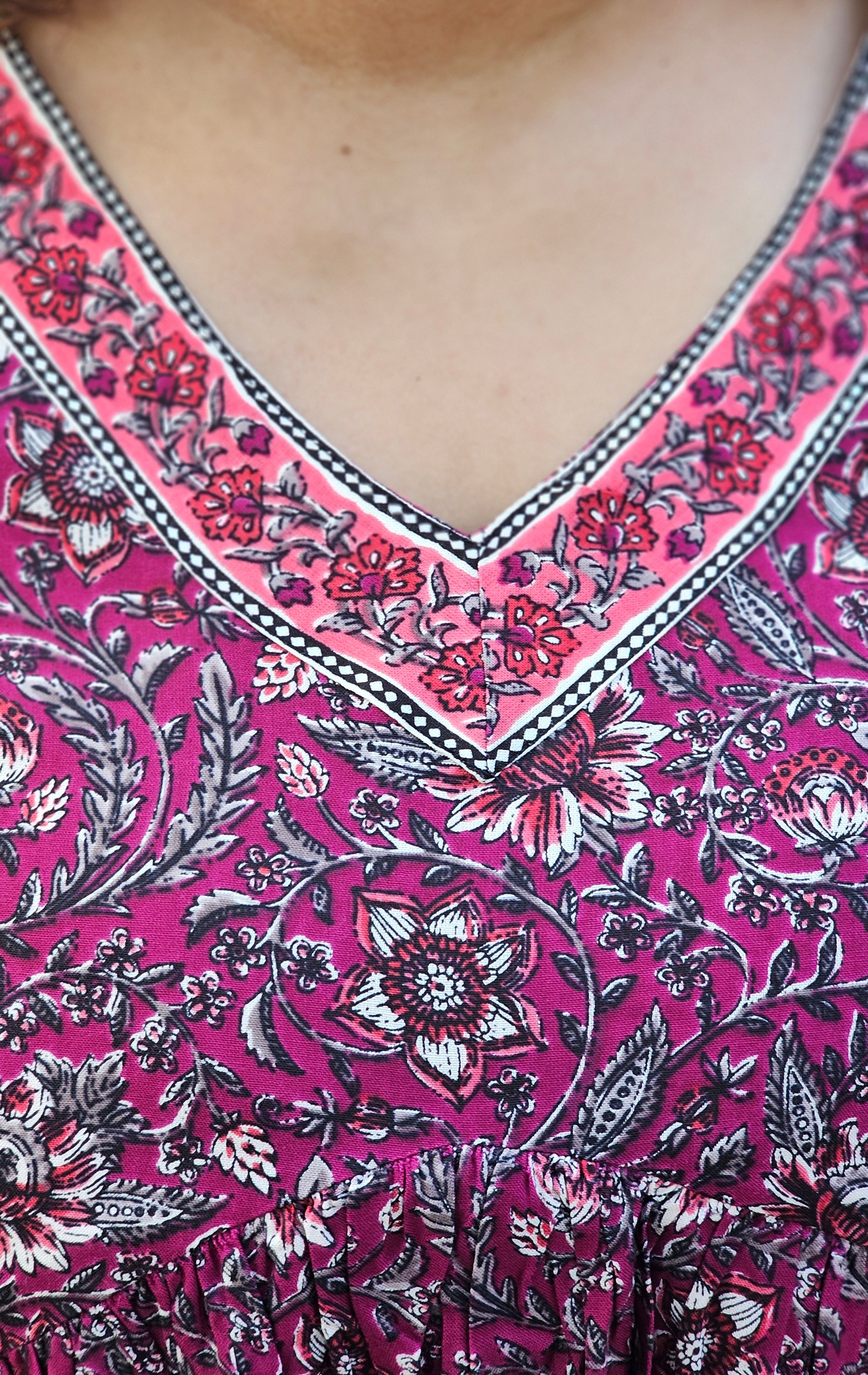 Rich Plum Floral Printed Tunic - KM121