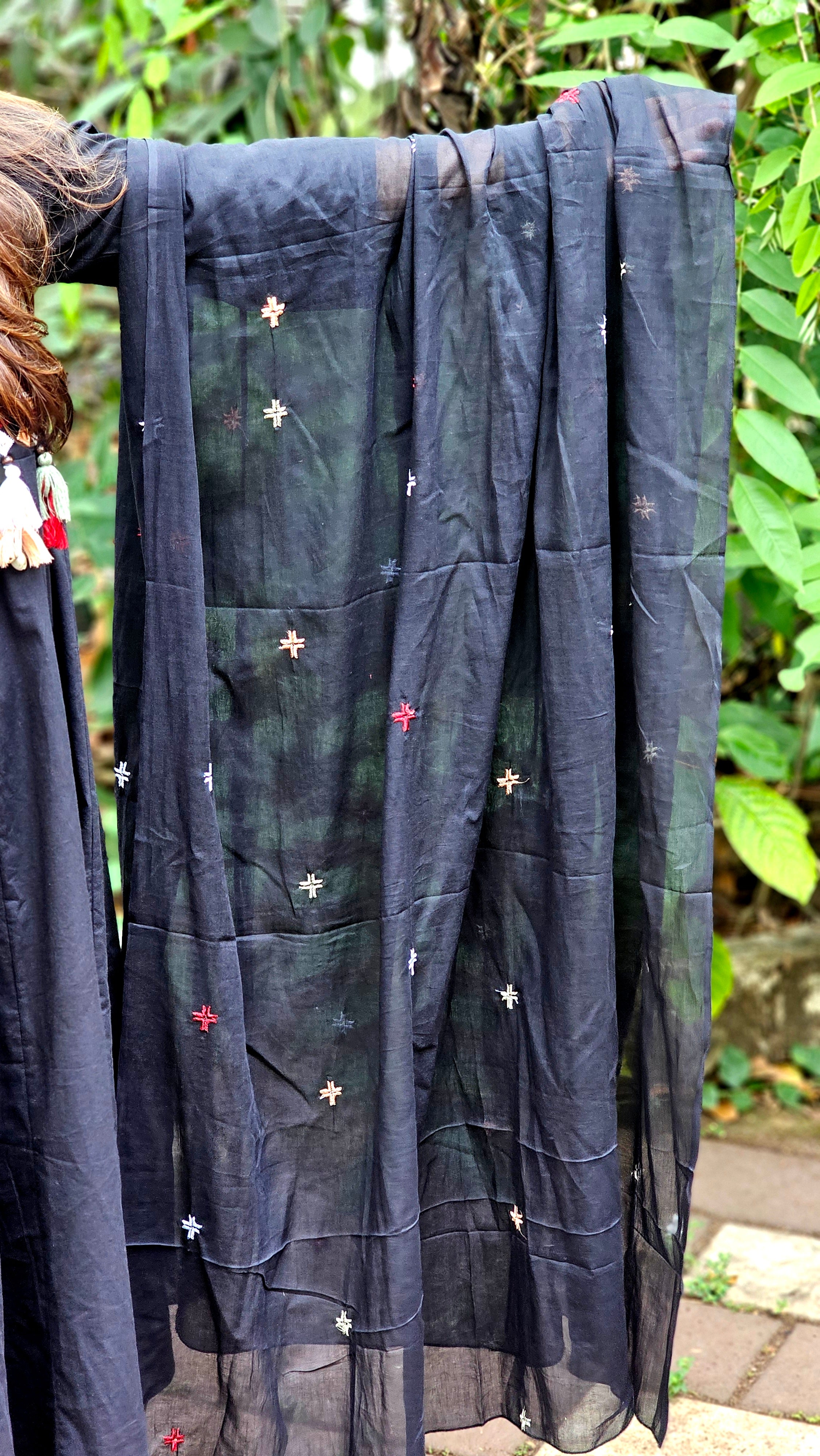 Black A-line Kurta Set with Dupatta - KM112