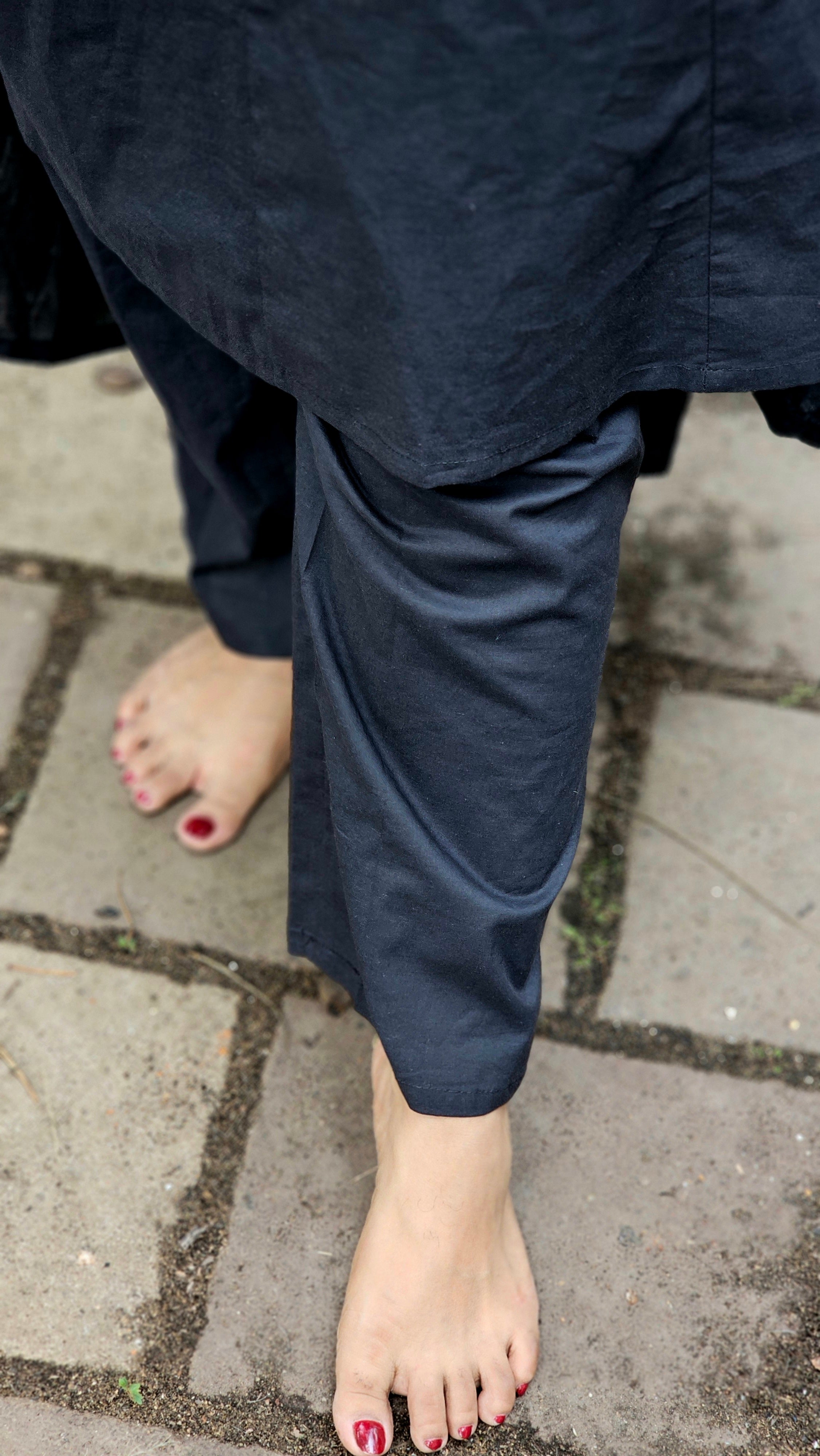 Black A-line Kurta Set with Dupatta - KM112