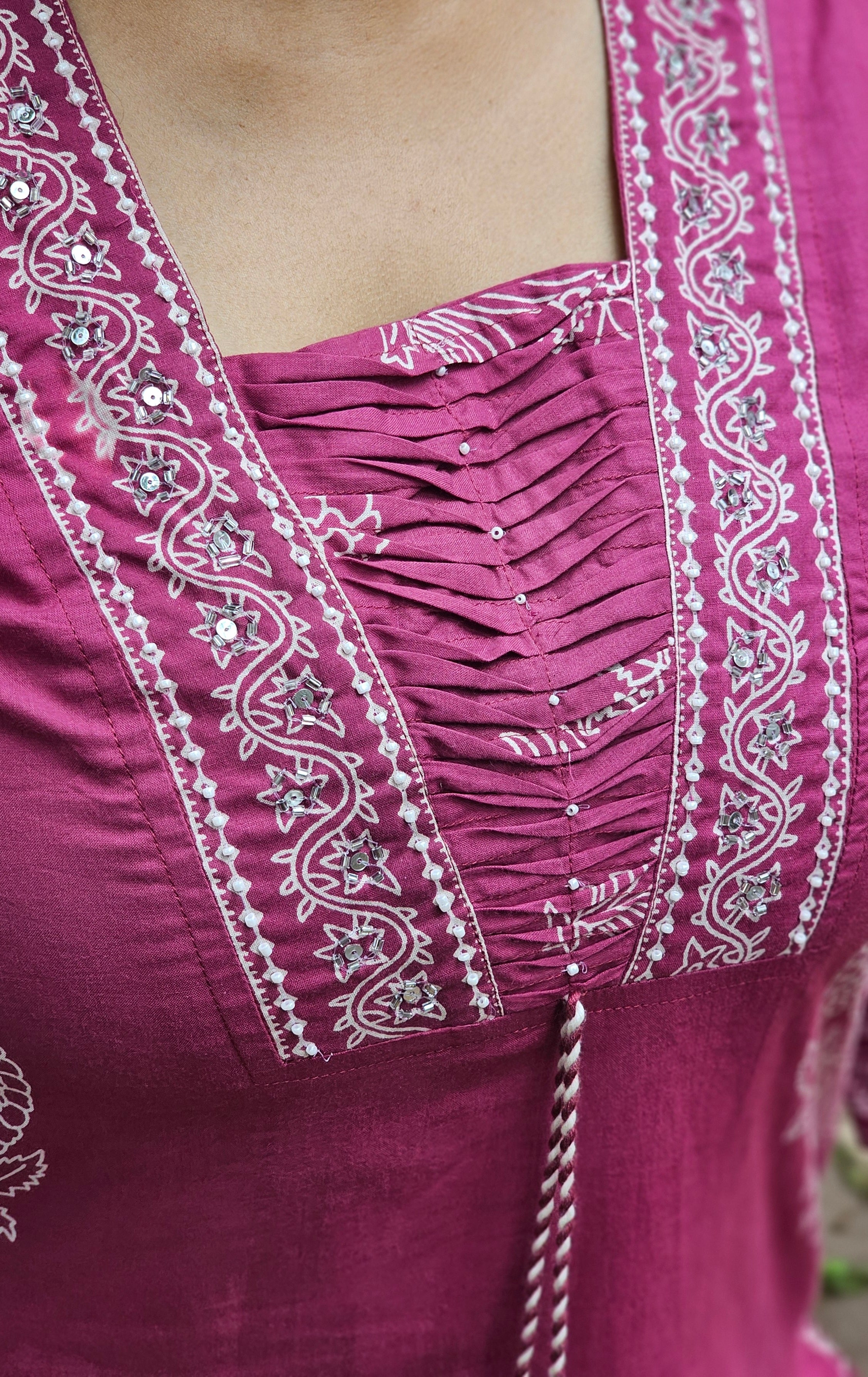 Magenta Floral Printed Kurta Set with Dupatta - KM113