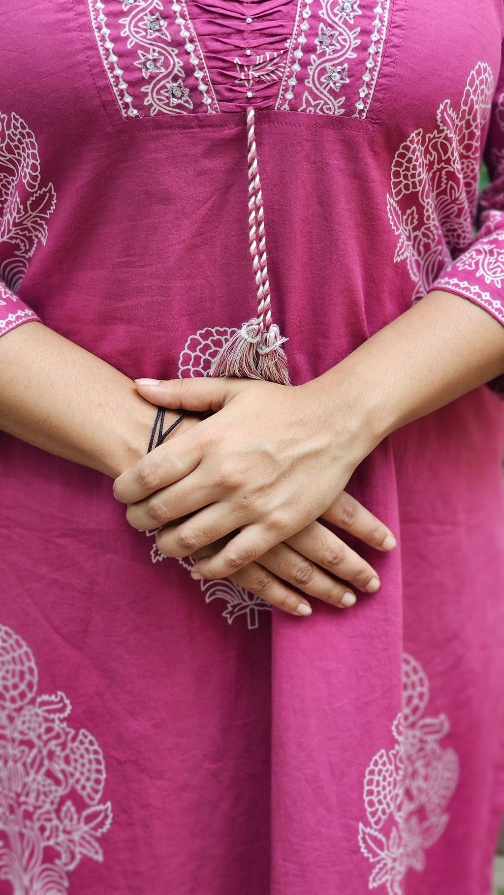 Magenta Floral Printed Kurta Set with Dupatta - KM113