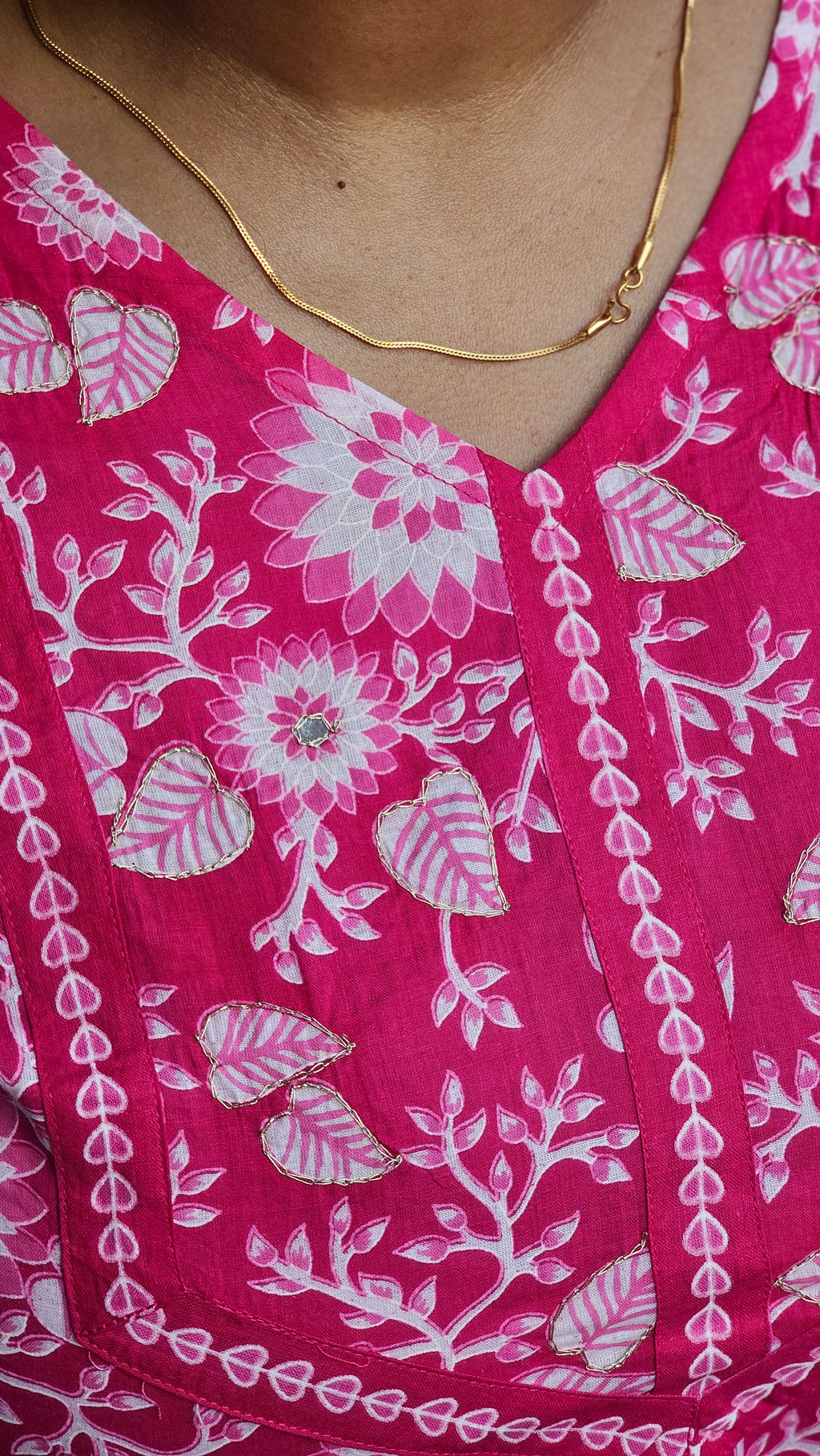 Fuchsia Bloom Printed Kurti - KM122