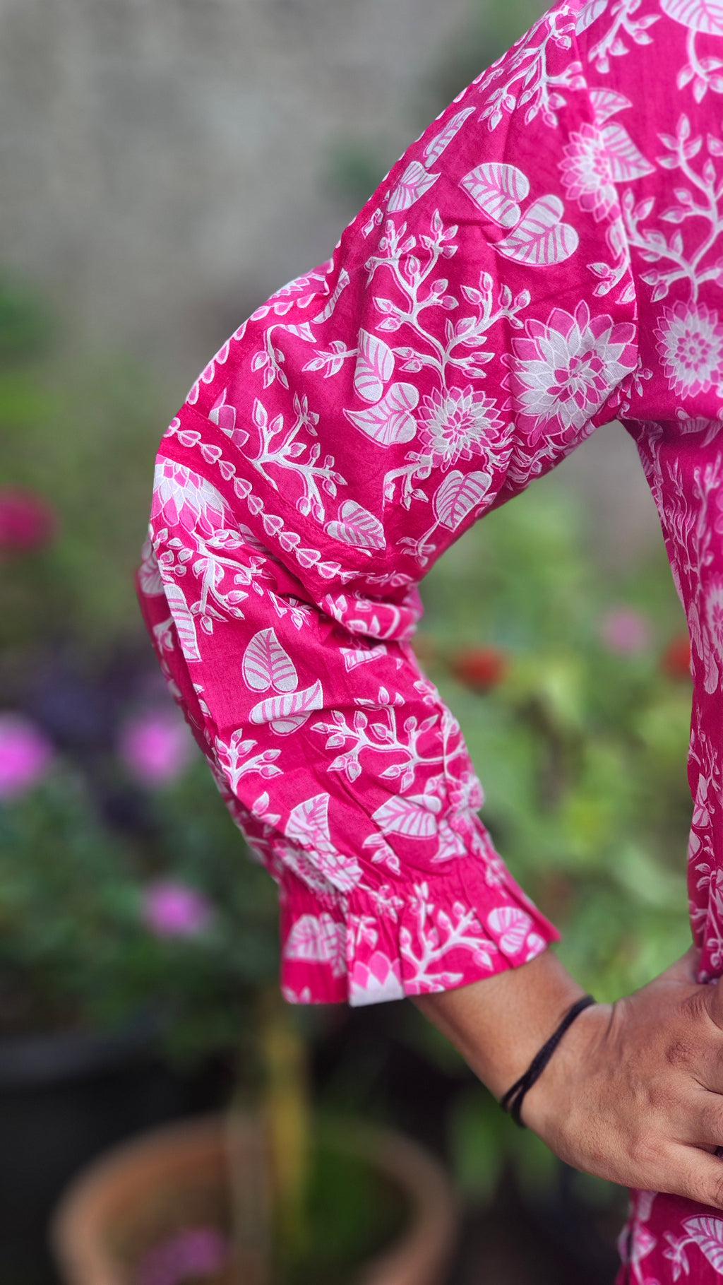 Fuchsia Bloom Printed Kurti - KM122
