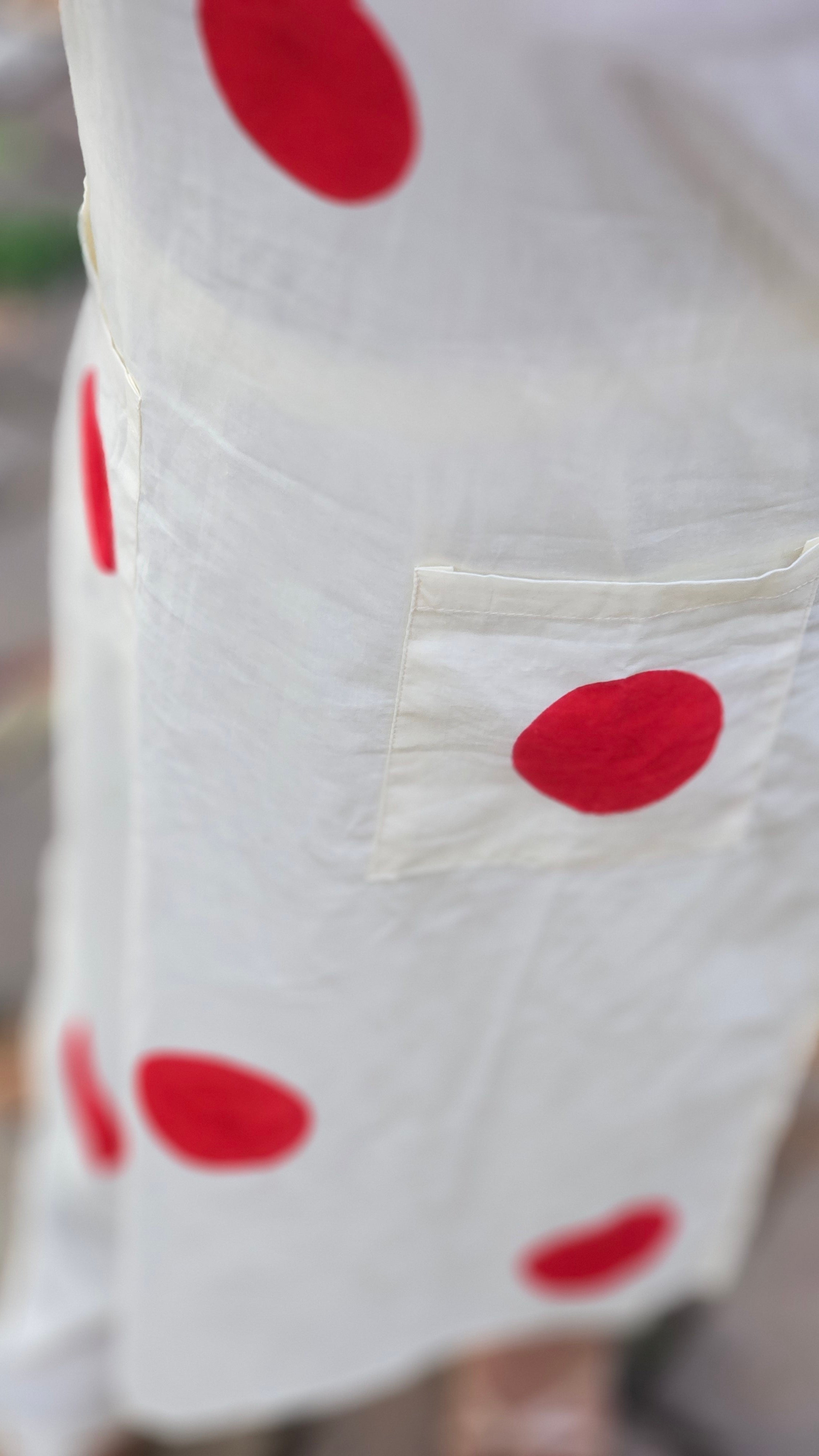 Off-White Polka Dot Kurta Set with Red Dupatta-KM126