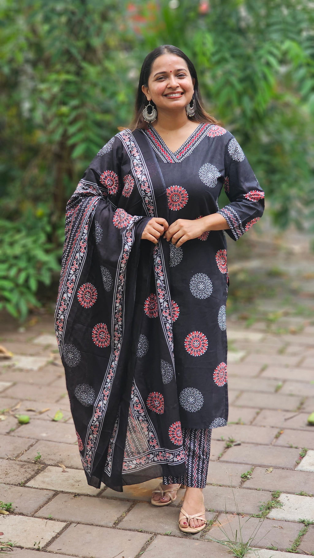 Black Printed Kurta Set with Dupatta-KM128