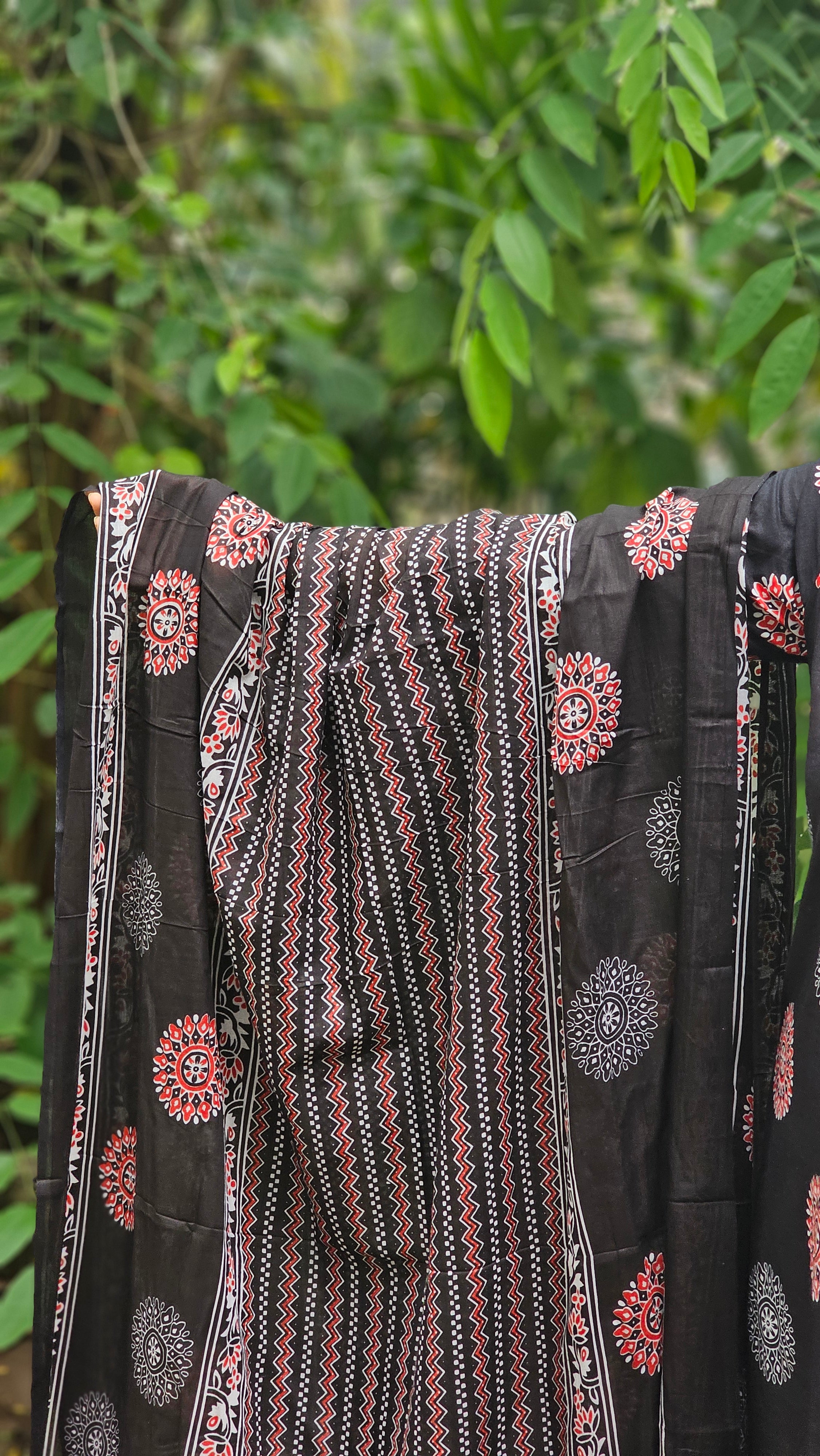 Black Printed Kurta Set with Dupatta-KM128