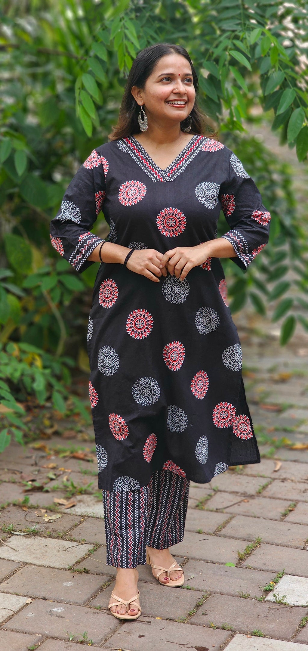 Black Printed Kurta Set with Dupatta-KM128
