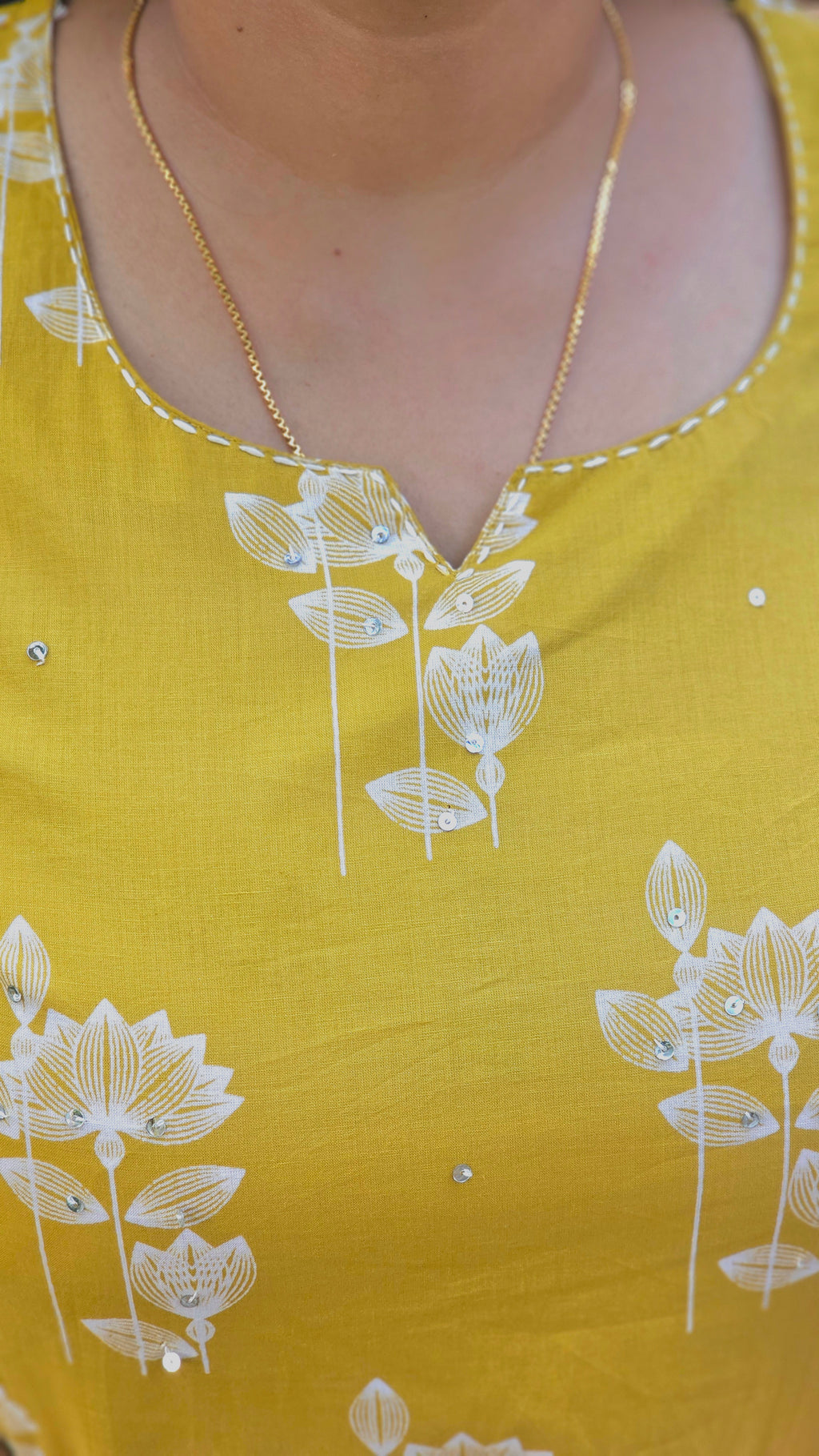 Mustard Yellow Floral Printed Kurta set -KM130