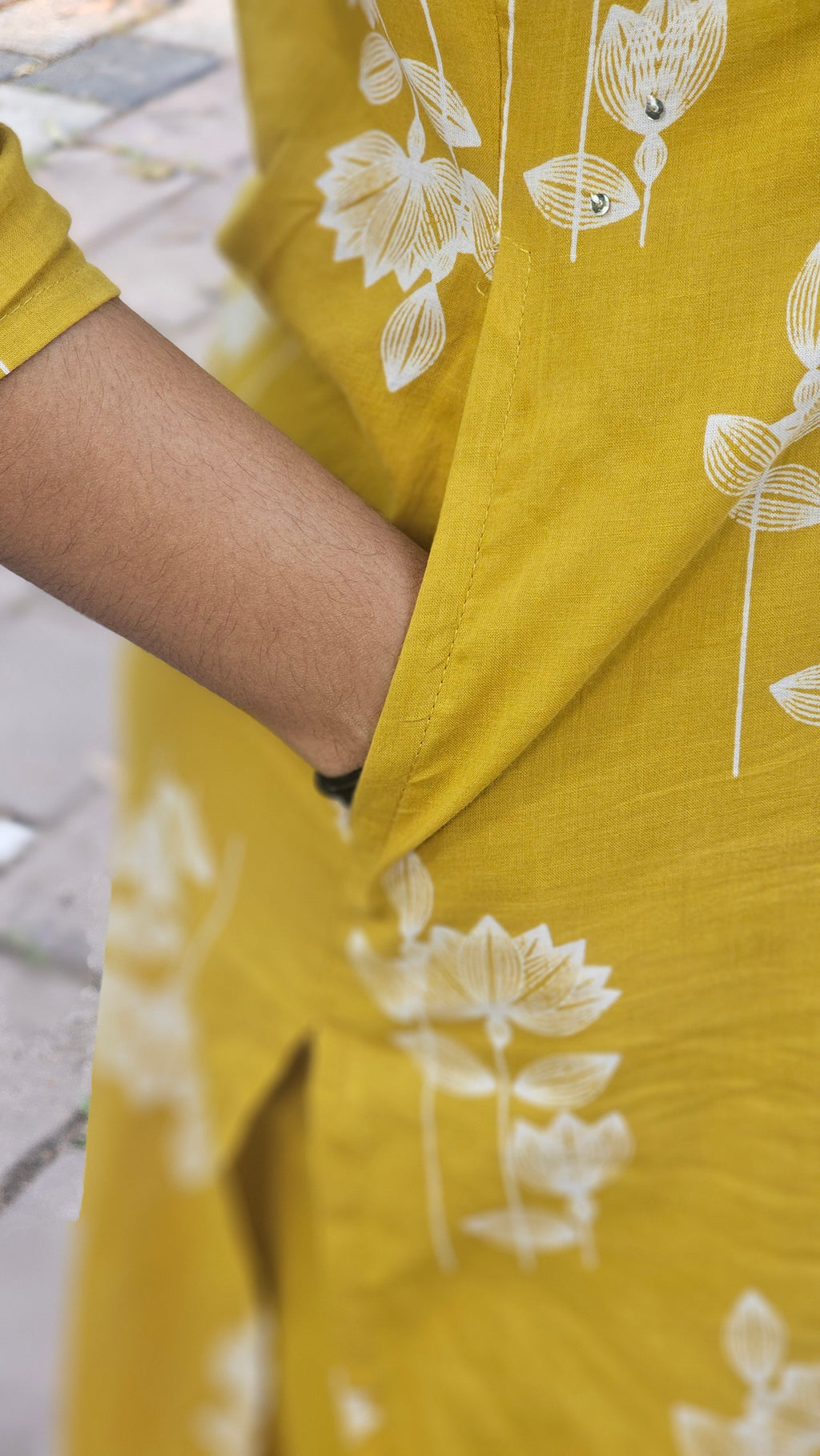 Mustard Yellow Floral Printed Kurta set -KM130