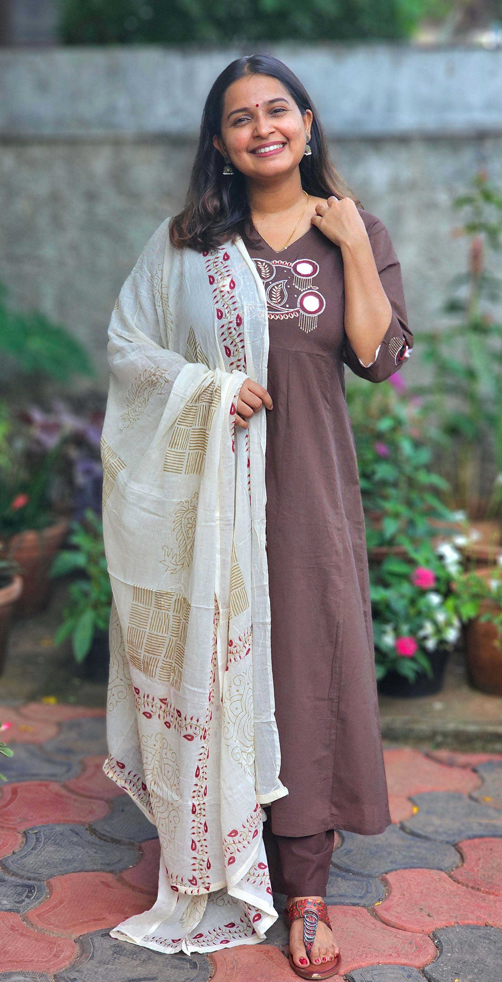 Coffee Brown Kurta set with dupatta -KM131