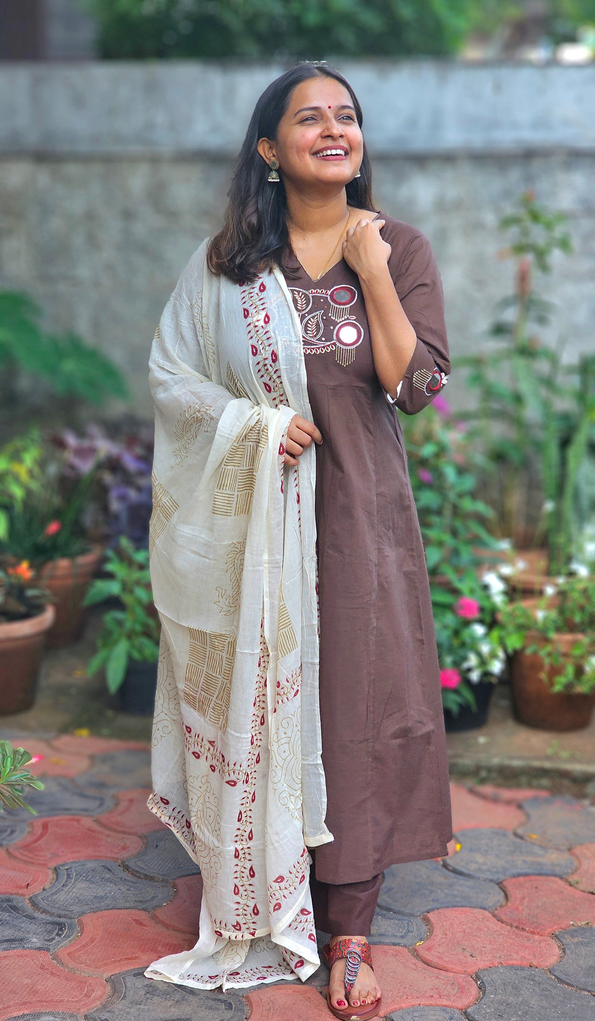 Coffee Brown Kurta set with dupatta -KM131