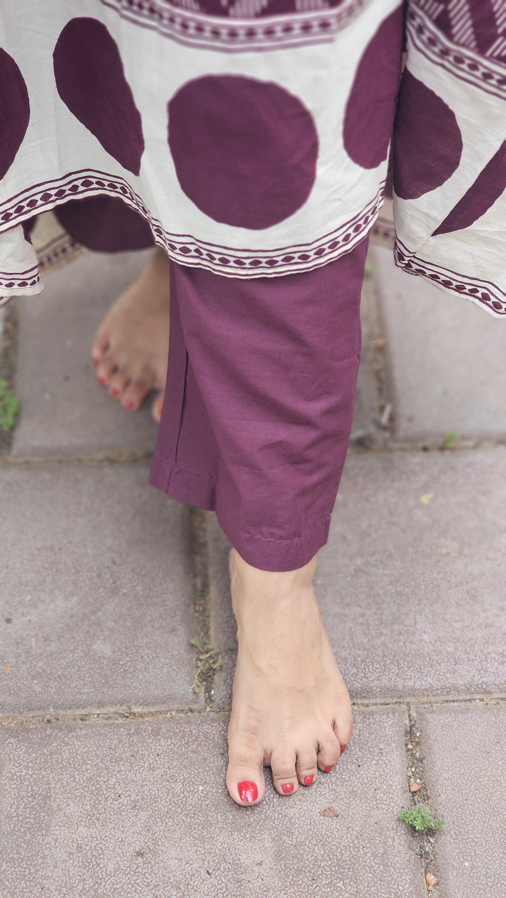 Regal plum A-line kurta set with dupatta - KM138