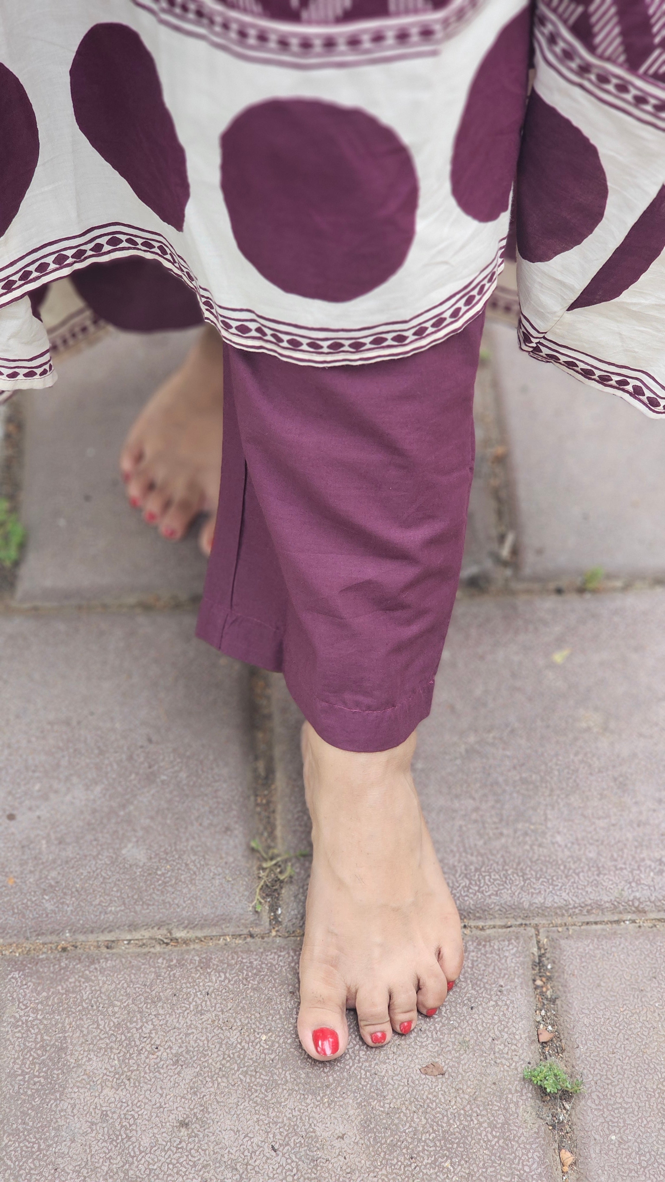 Regal plum A-line kurta set with dupatta - KM138