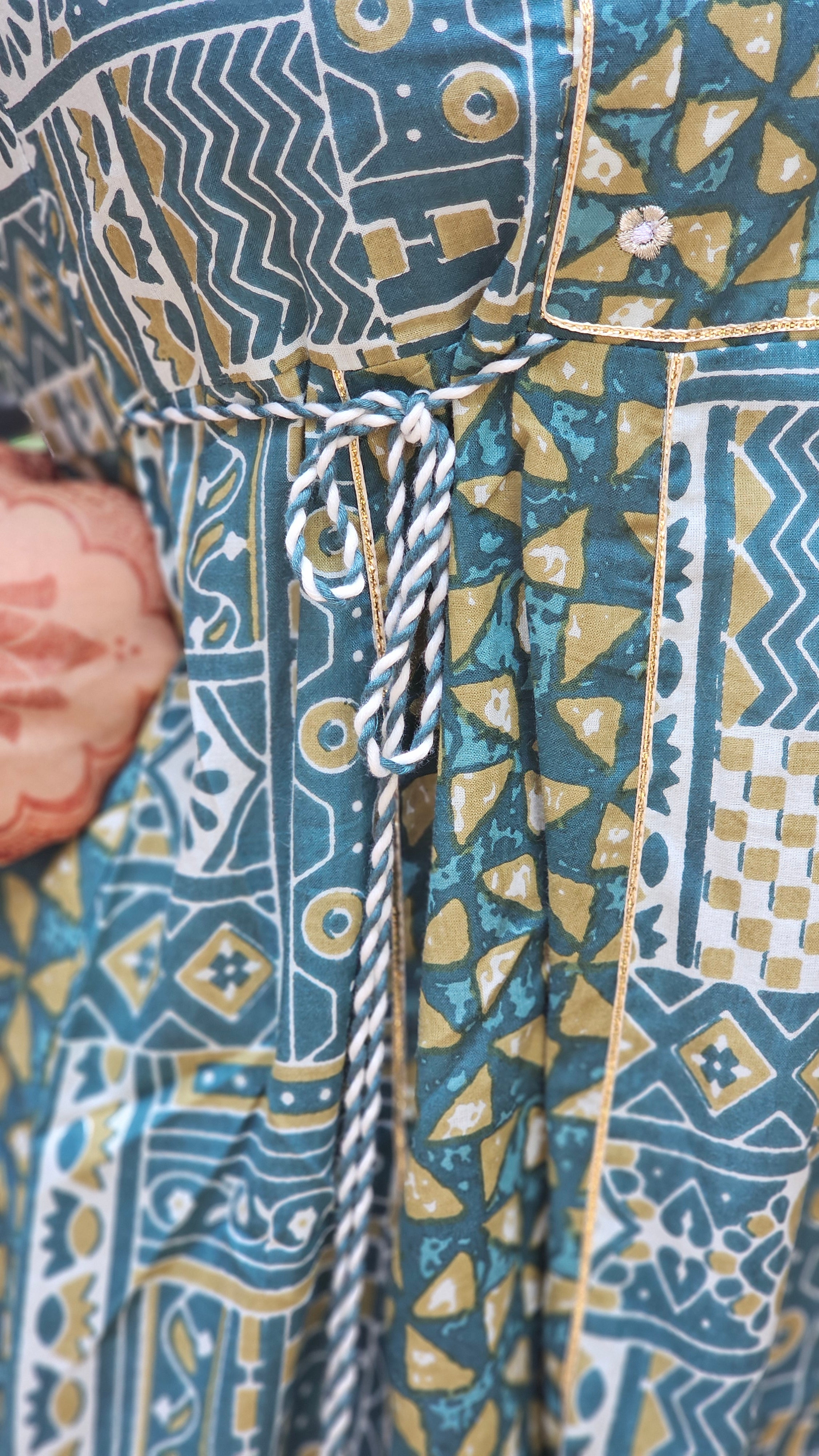 Green Printed cotton dress - KM135