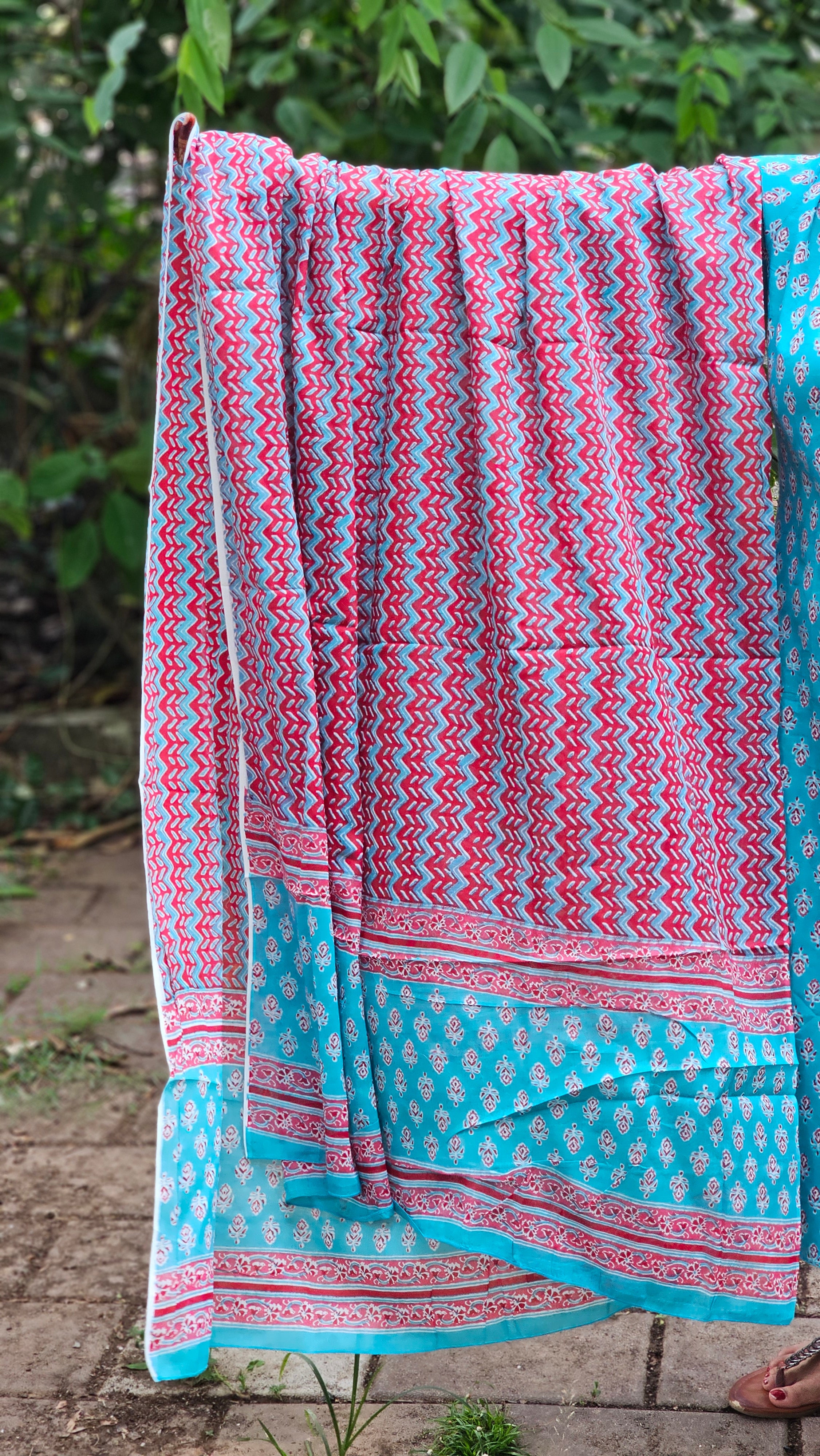 Turquoise kurta set with dupatta - KM134
