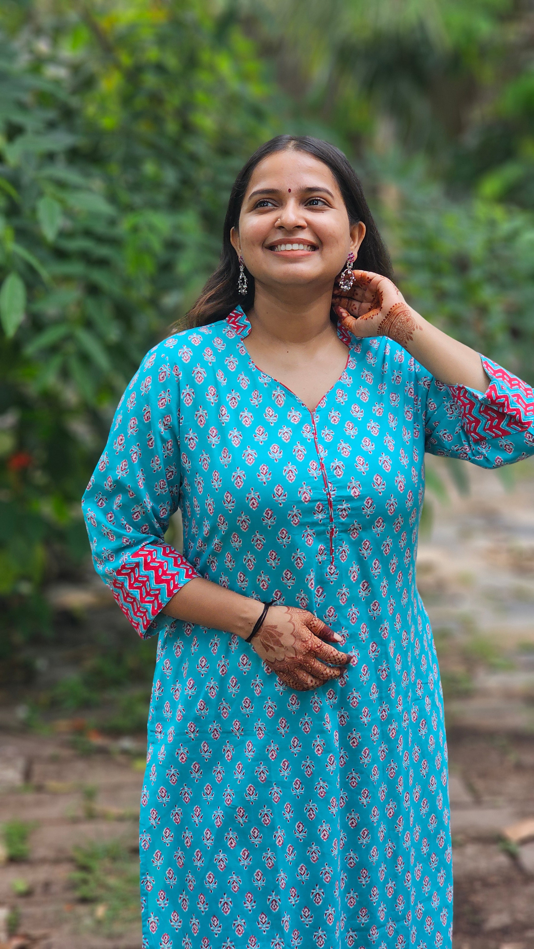 Turquoise kurta set with dupatta - KM134