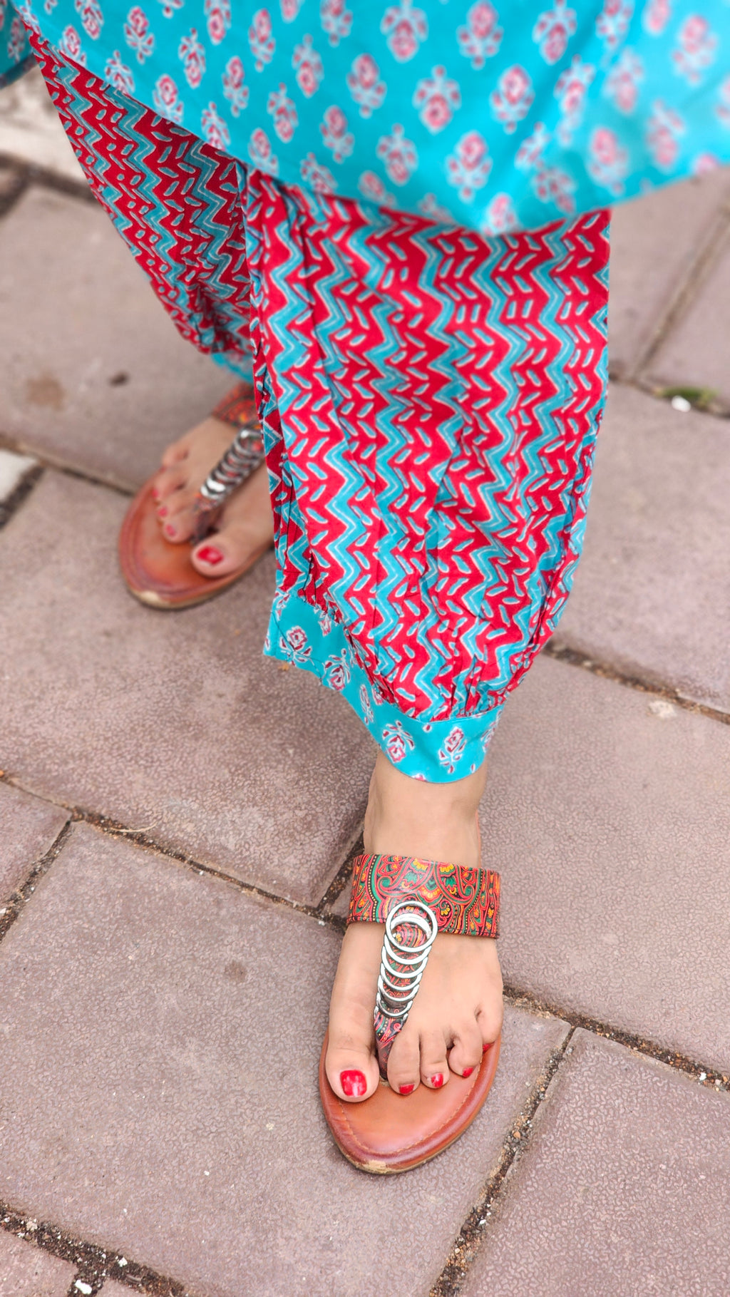 Turquoise kurta set with dupatta - KM134