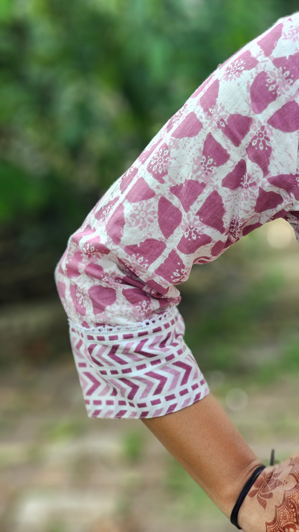 White & mauve kurta set with dupatta - KM136
