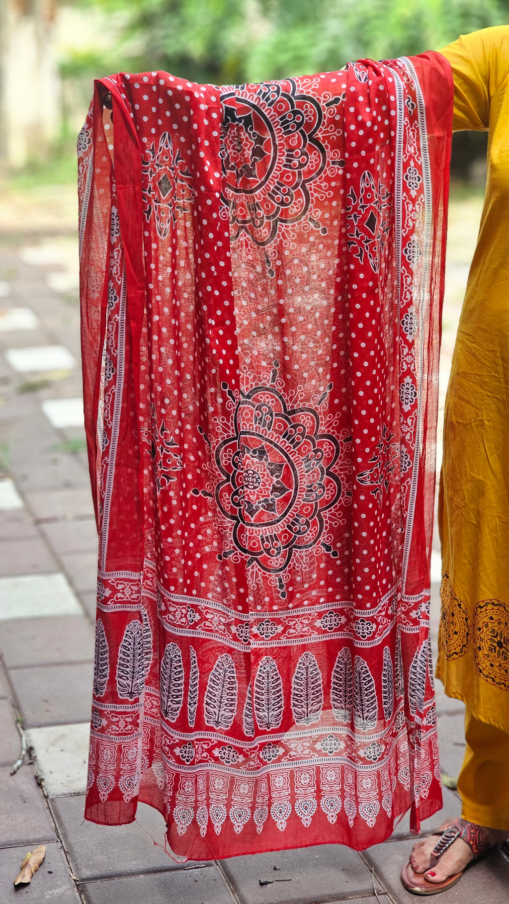 Yellow kurta set with red dupatta  - KM140