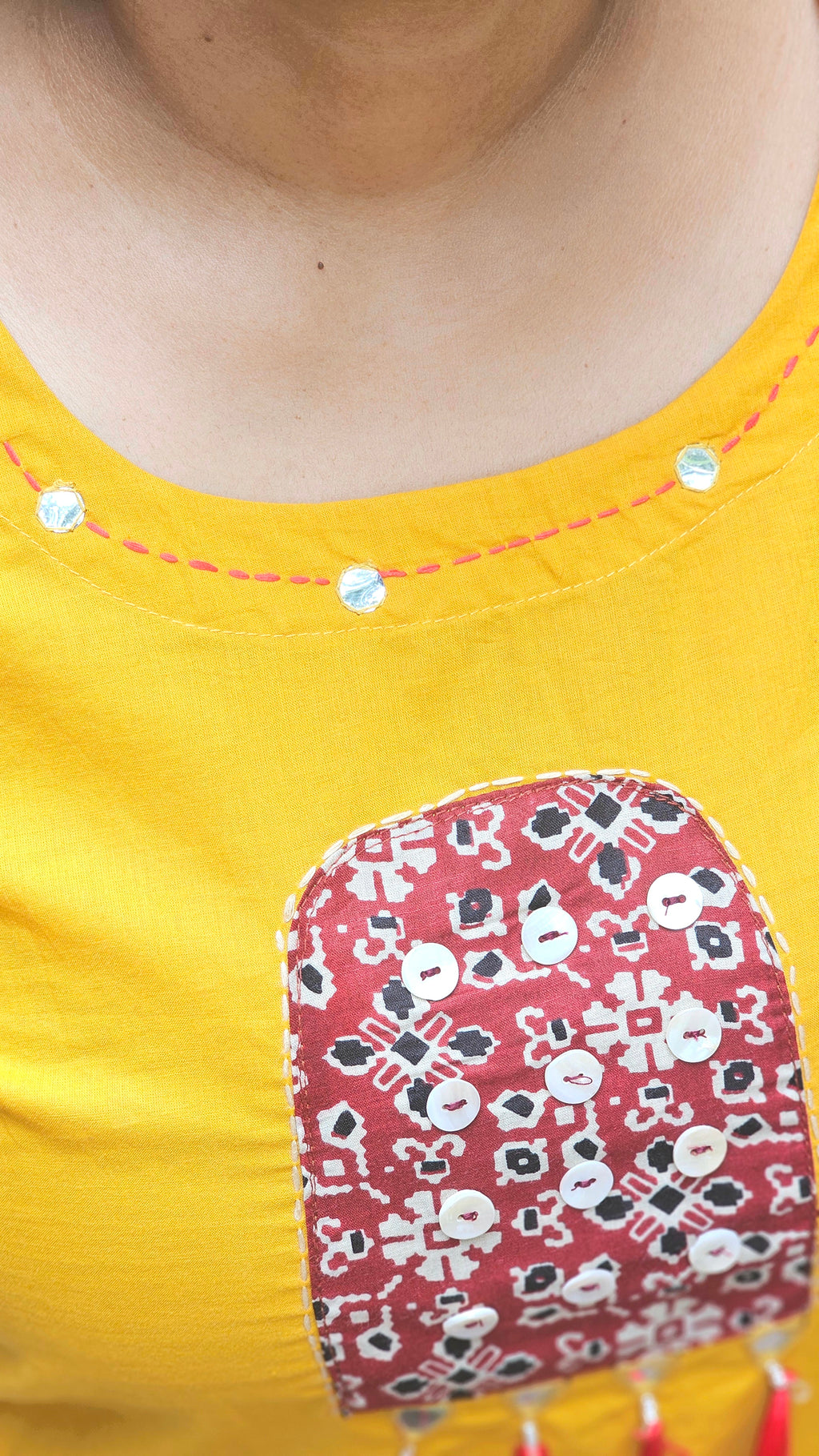 Yellow kurta set with red dupatta  - KM140
