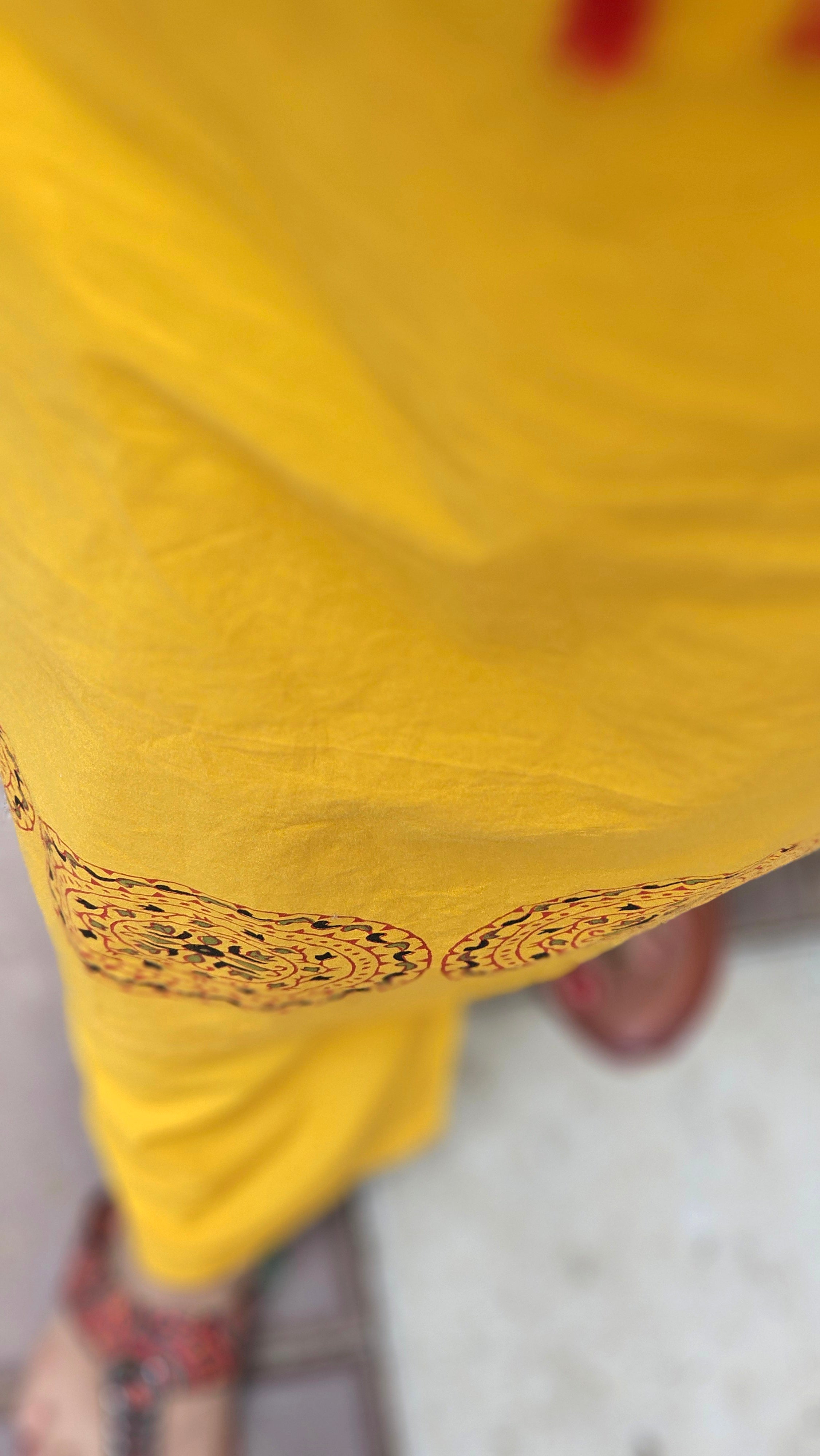 Yellow kurta set with red dupatta  - KM140