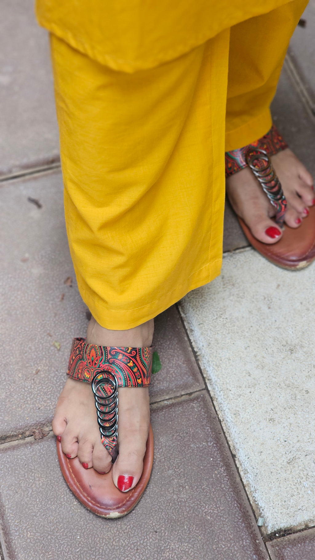Yellow kurta set with red dupatta  - KM140