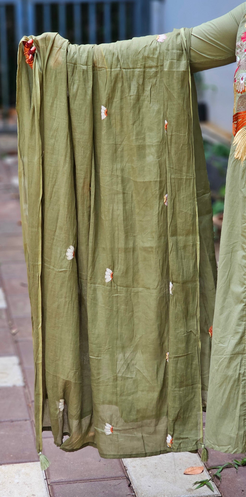 Light green A line kurta set with dupatta  - KM139