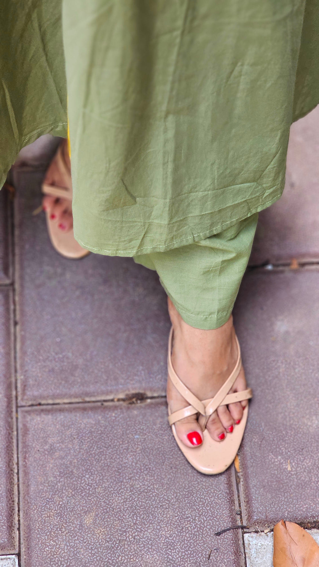 Light green A line kurta set with dupatta  - KM139