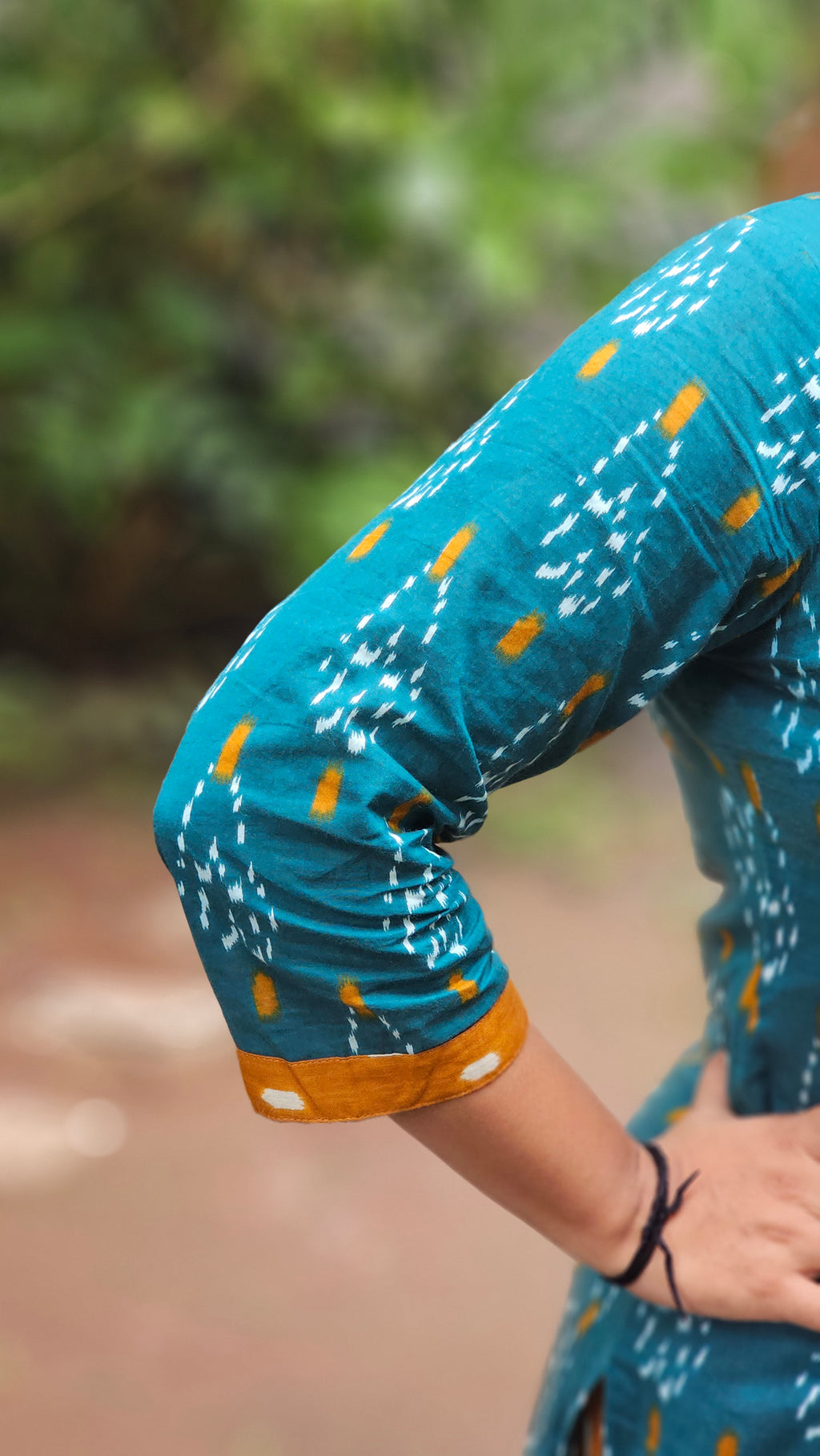 Mustard and Teal Kurta Set with Dupatta - KM148