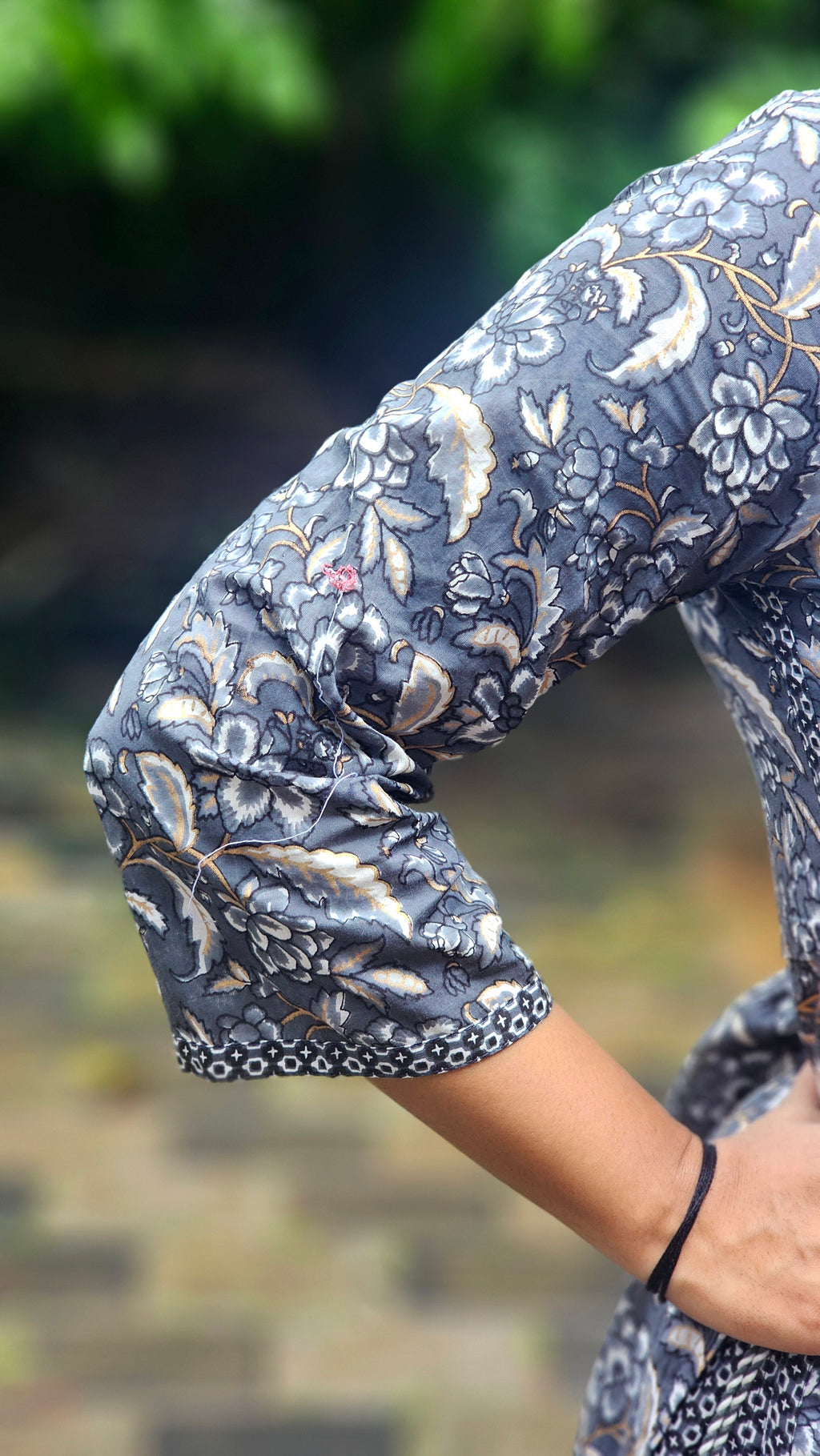 Grey Floral Print Naira cut Kurta Set - KM145