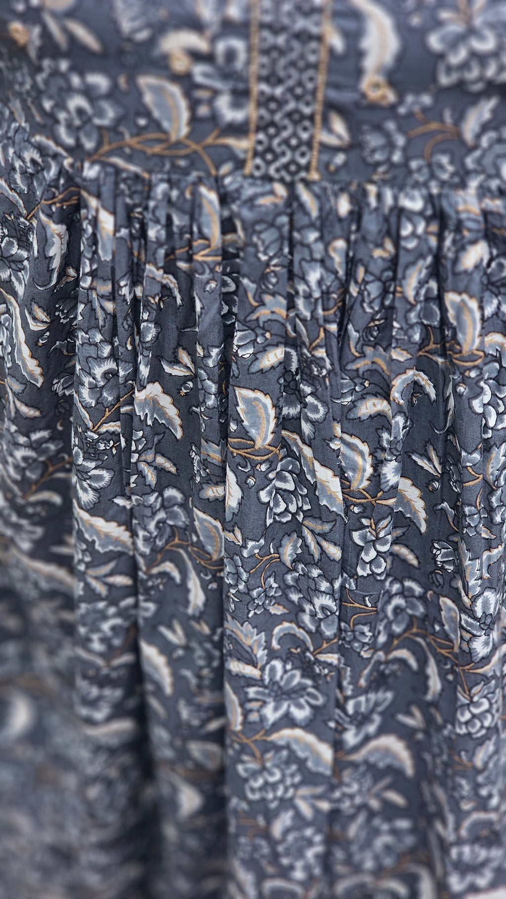 Grey Floral Print Naira cut Kurta Set - KM145