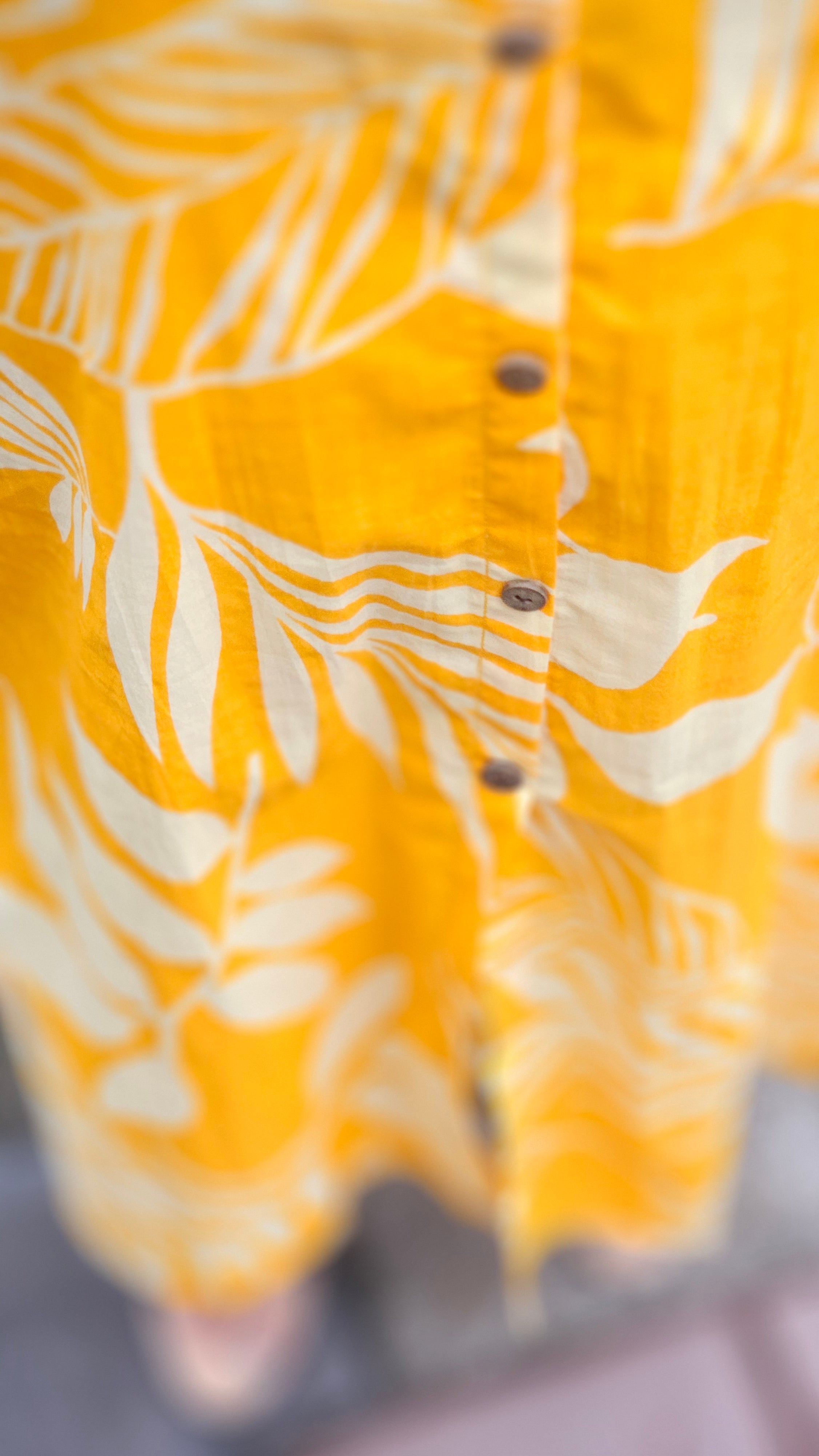 Yellow Leaf Print Collared Co-ord Set - KM143