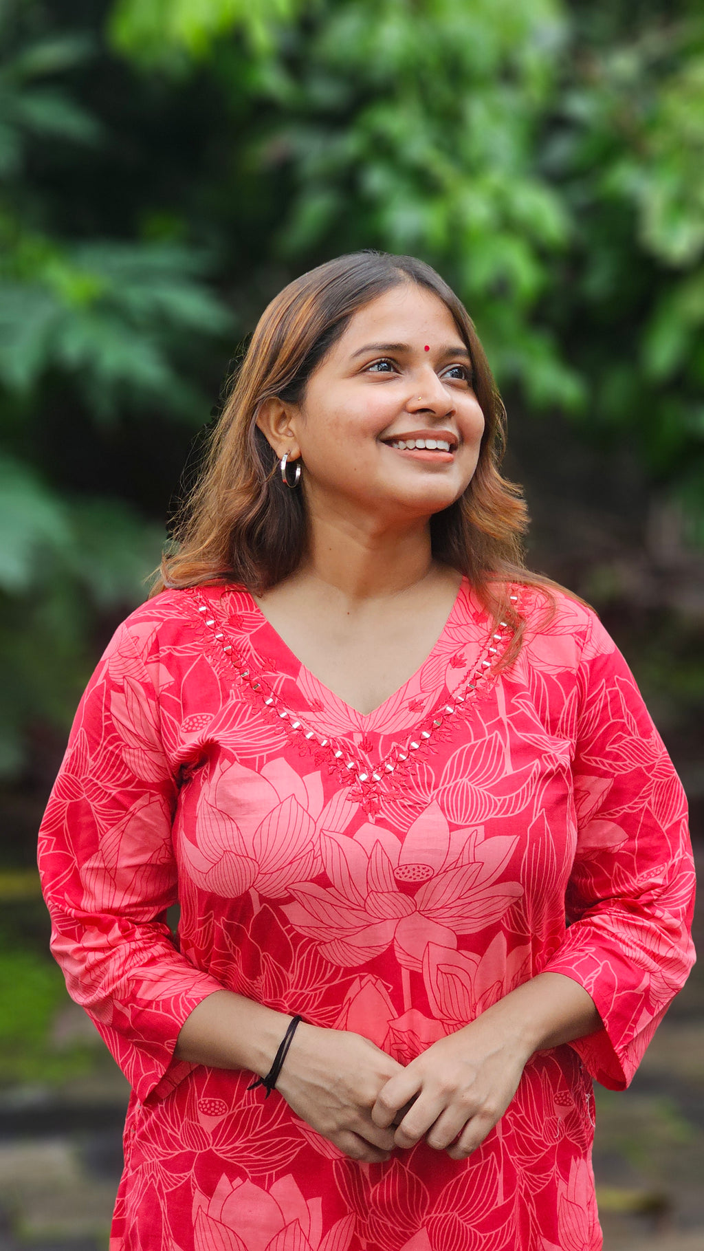 Mandy Pink Lotus Print Kurta Set - KM210