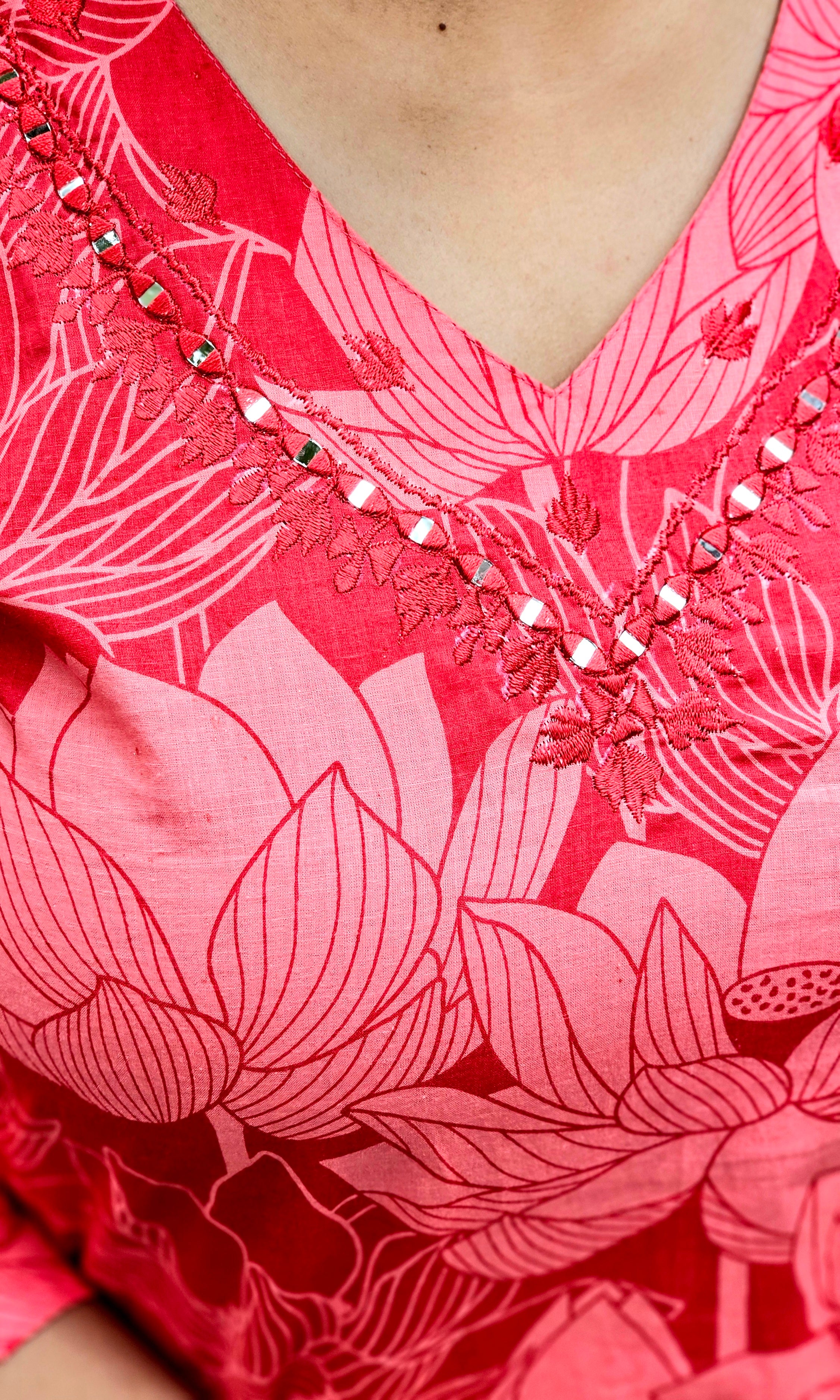 Mandy Pink Lotus Print Kurta Set - KM210