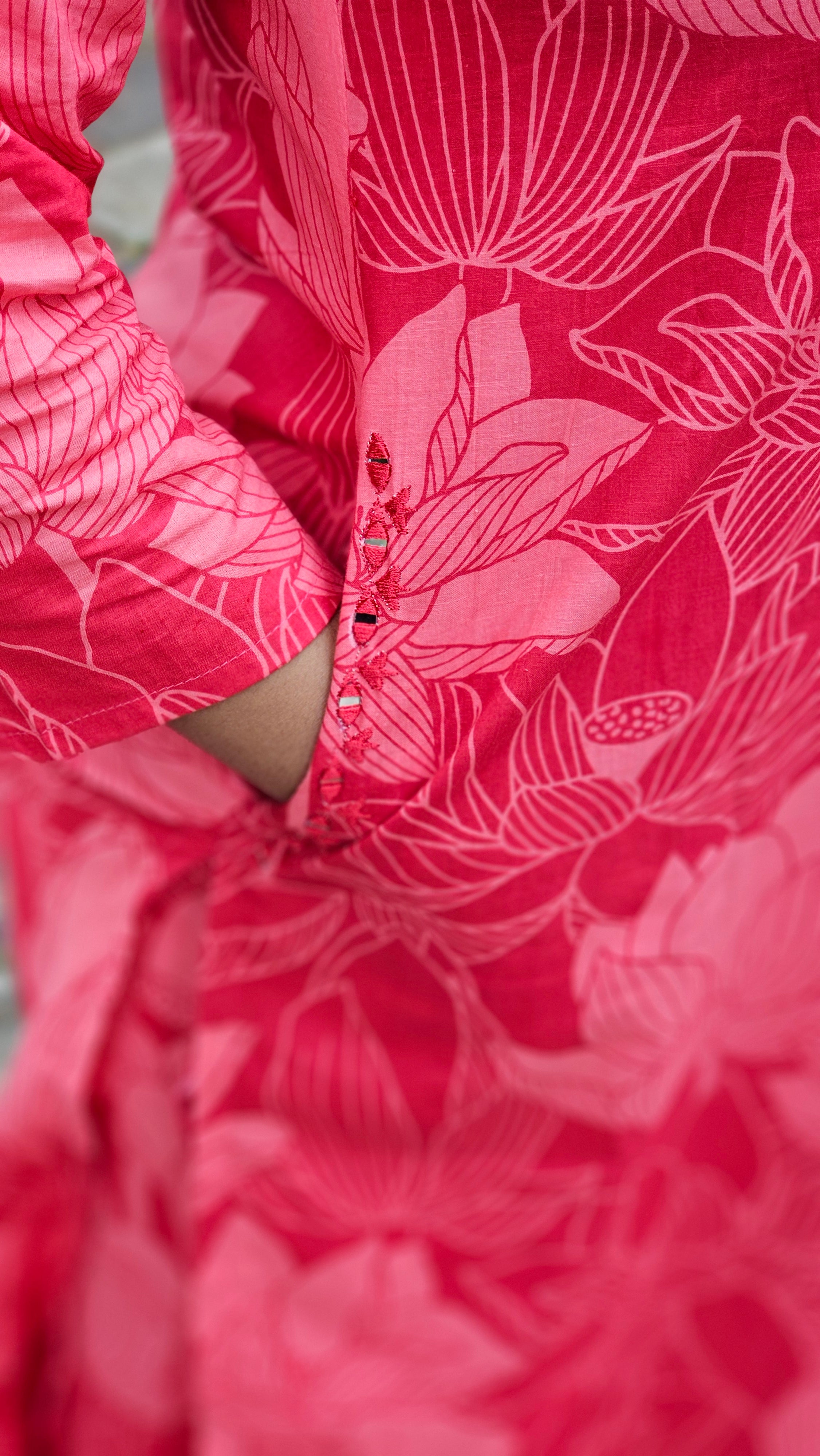 Mandy Pink Lotus Print Kurta Set - KM210