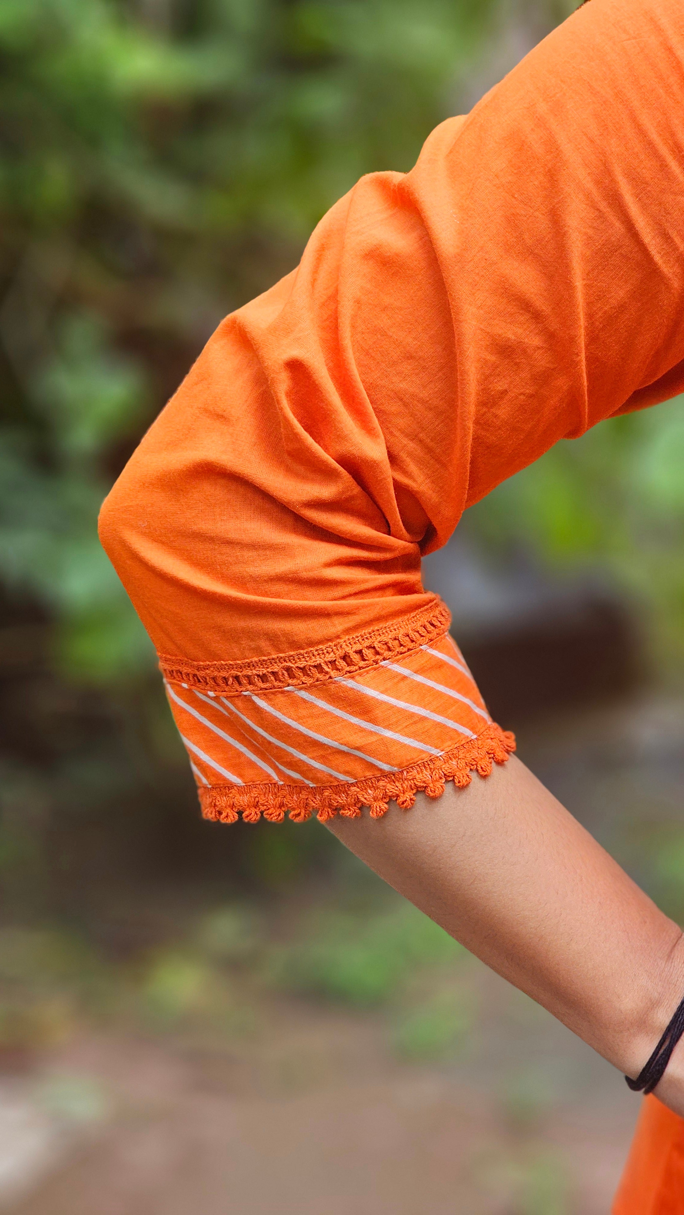 Orange Solid Kurta Set with Floral Print Dupatta - KM142
