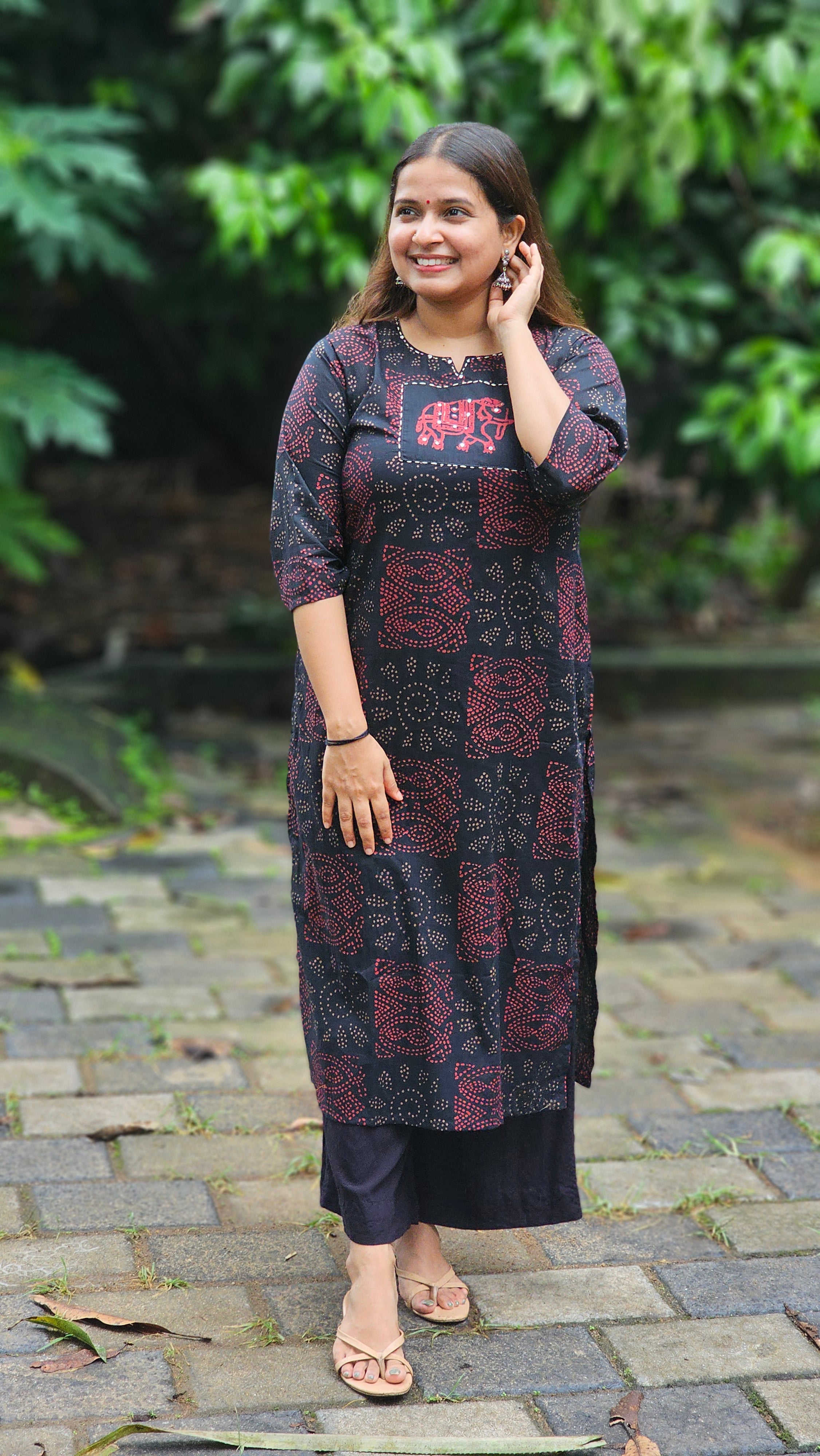 Black Printed Kurta  - KM209