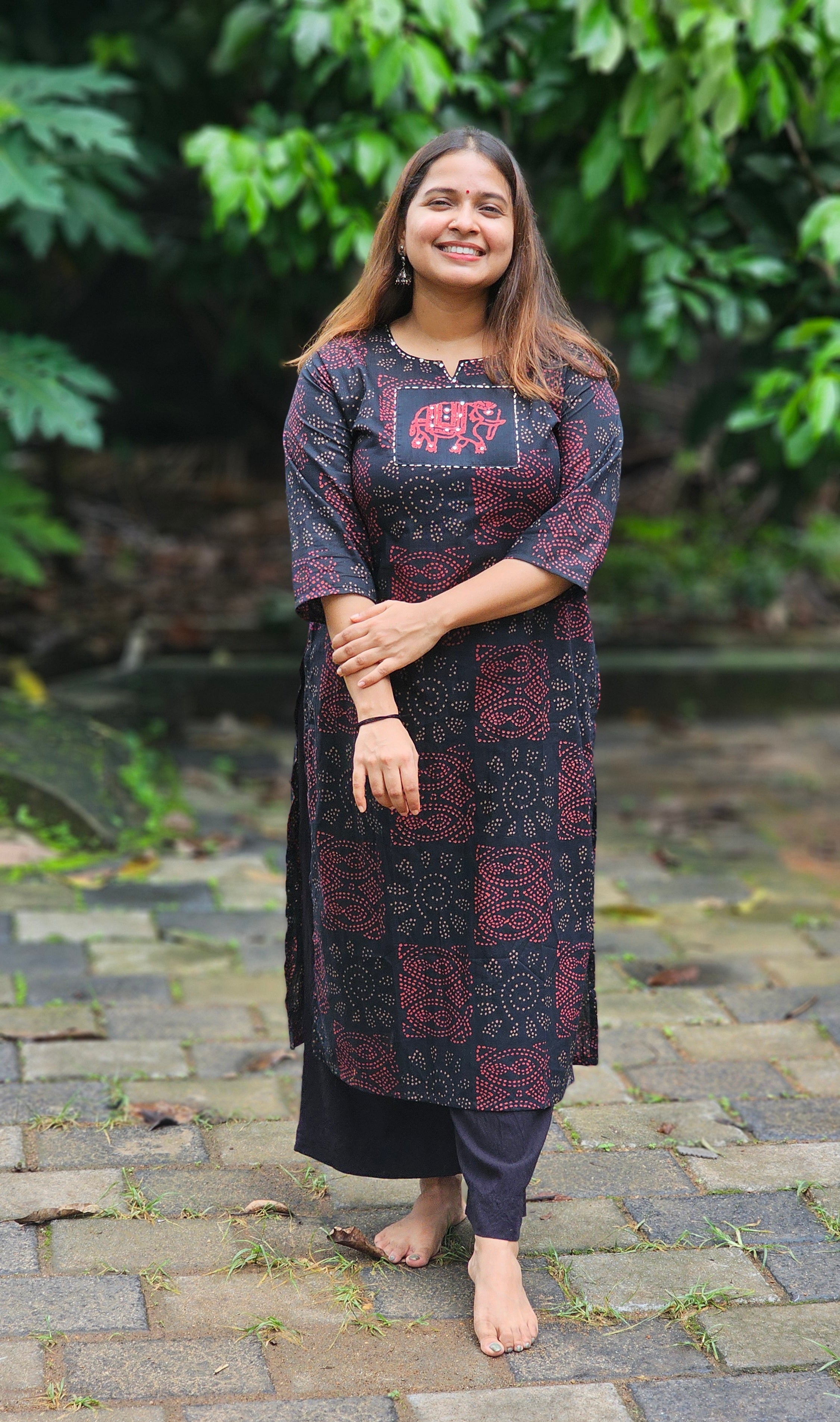 Black Printed Kurta  - KM209